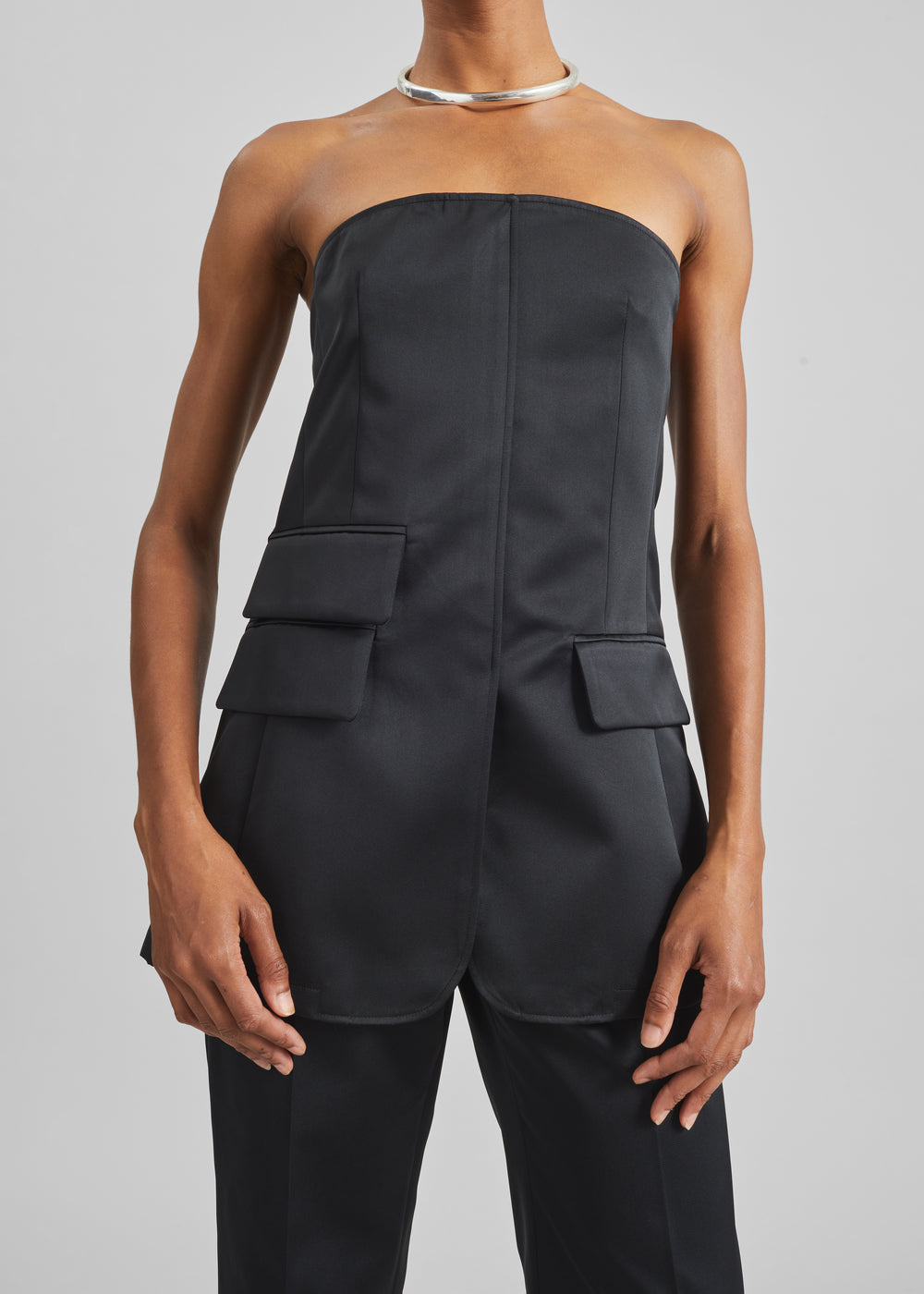 Luma Satin Bustier - Black - 1