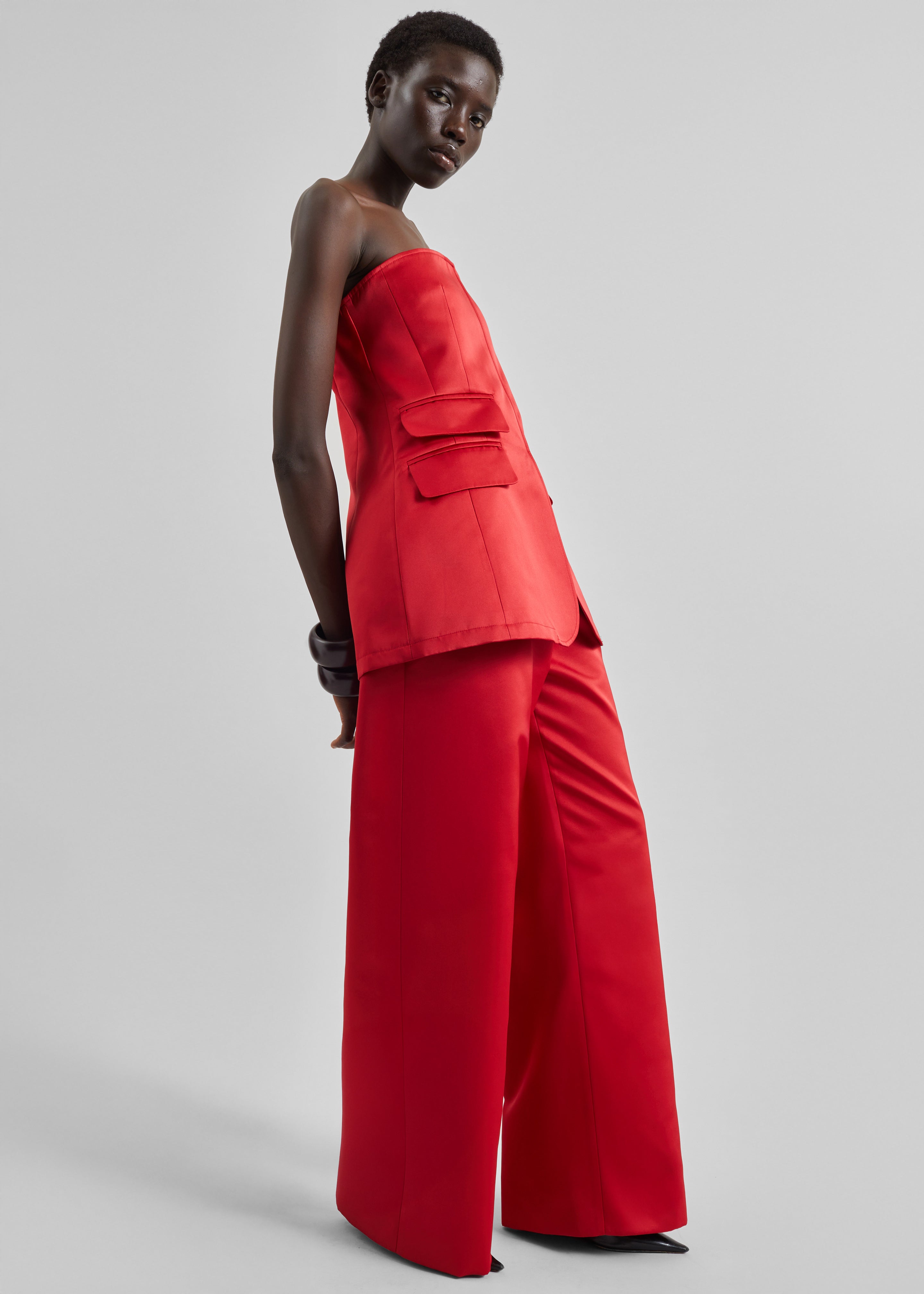 Luma Satin Bustier - Red - 3