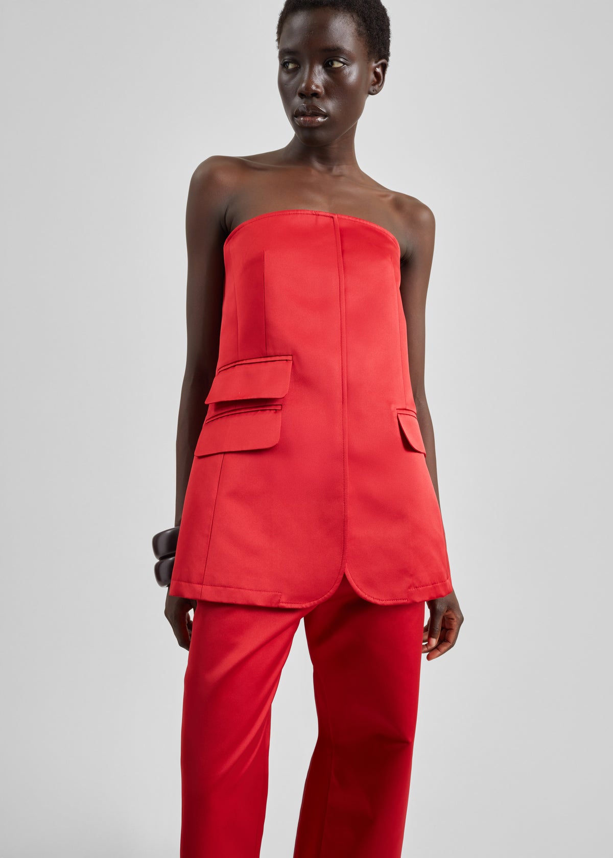 Luma Satin Bustier - Red - 2