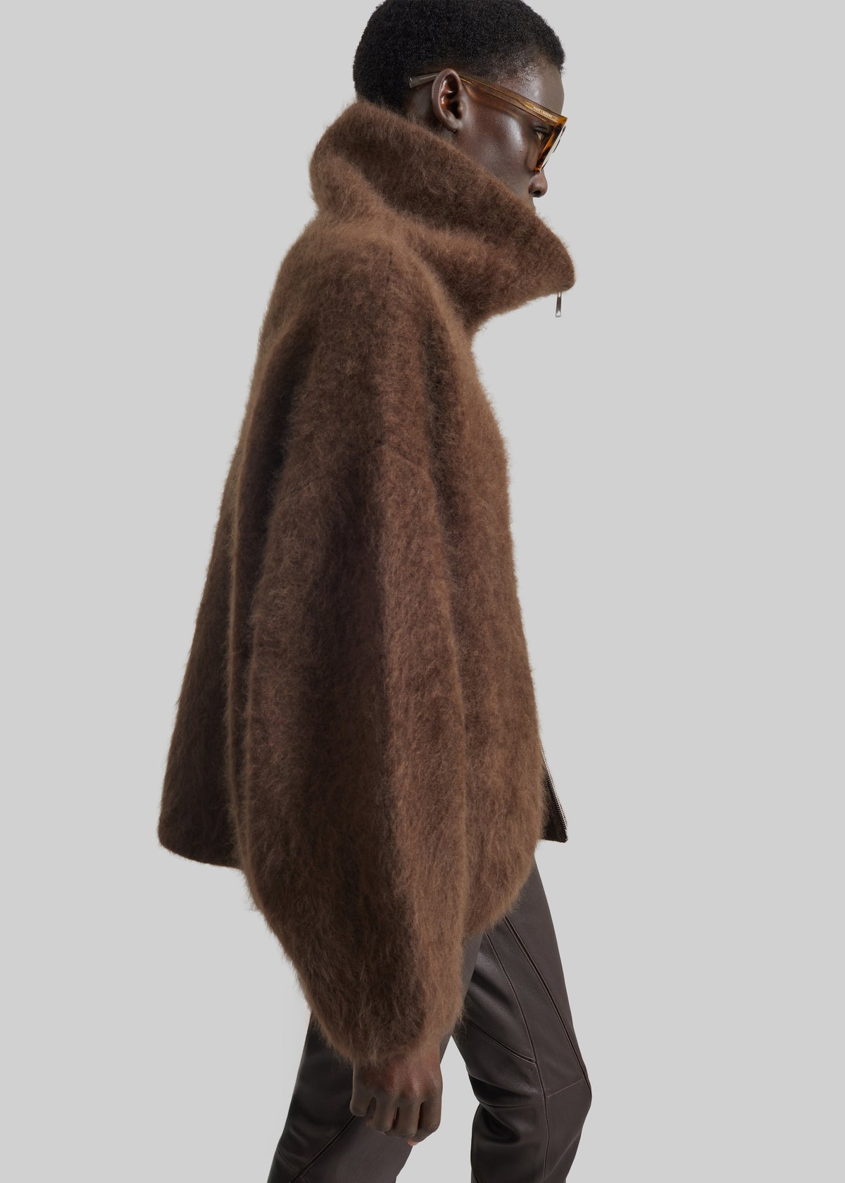Lupa Fuzzy Zip-Up Cardigan - Brown