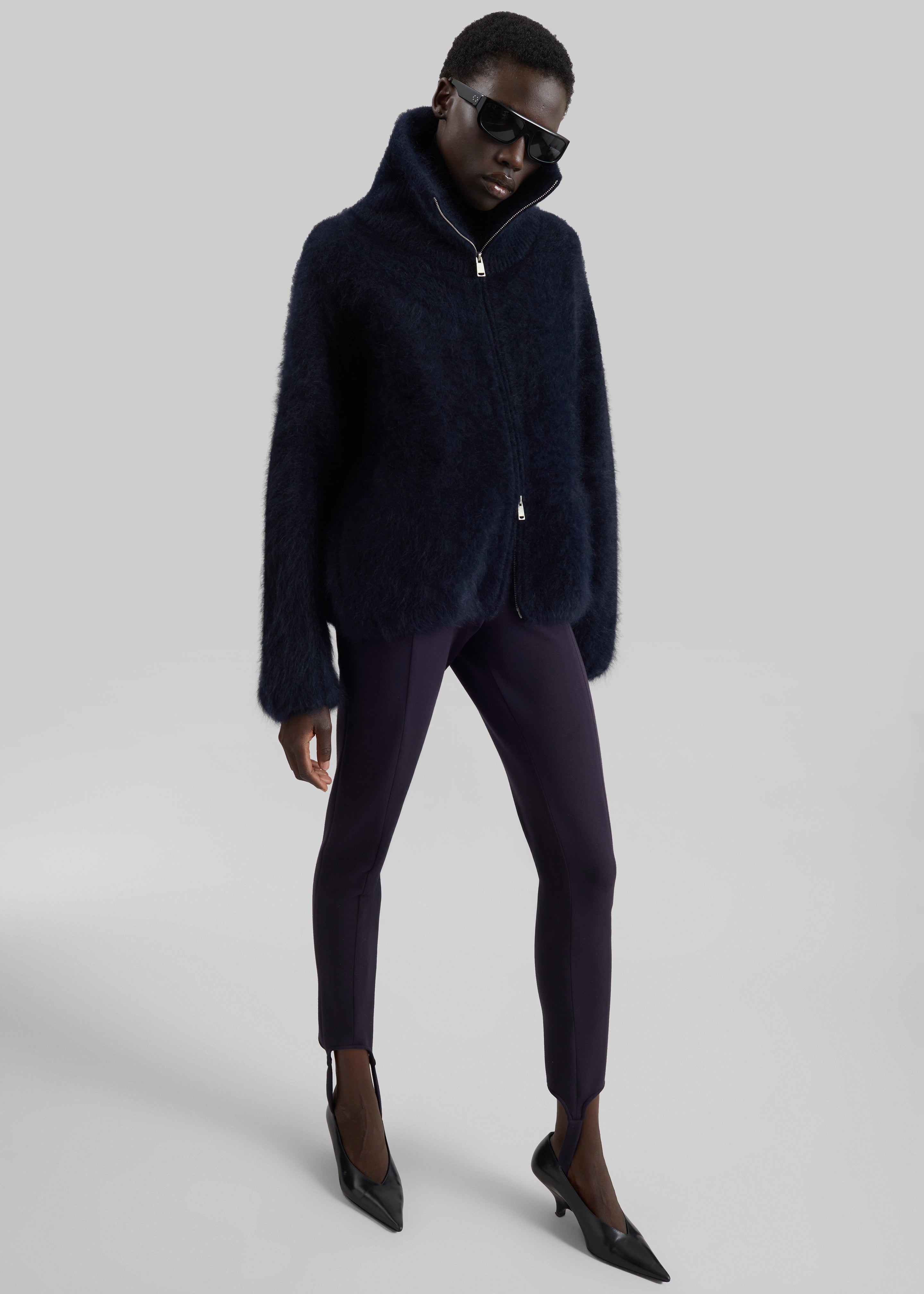 Lupa Fuzzy Zip-Up Cardigan - Navy – The Frankie Shop