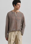 Luray Henley T-Shirt - Beige/Black Stripe