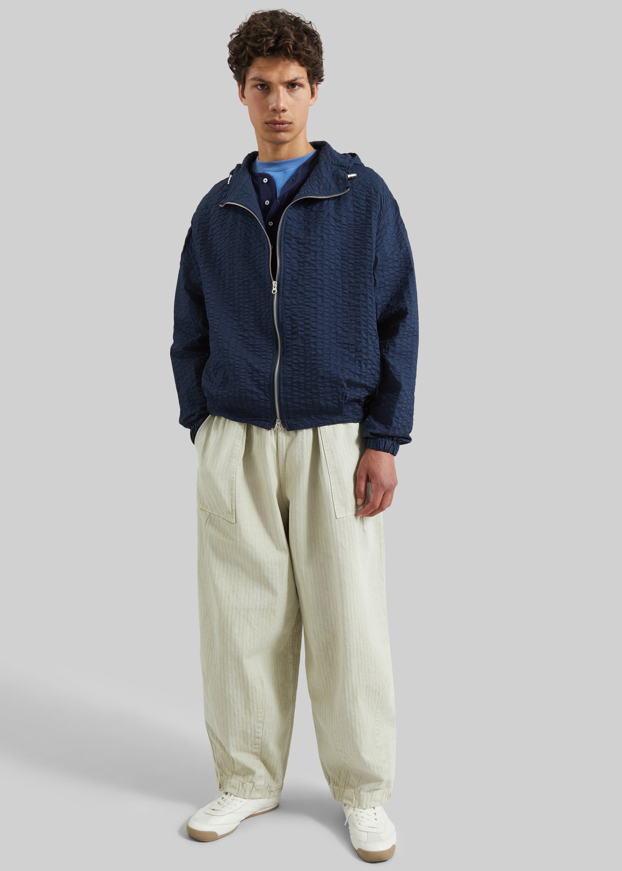 Shop the look image for Luynes Seersucker Drawstring Jacket - Navy