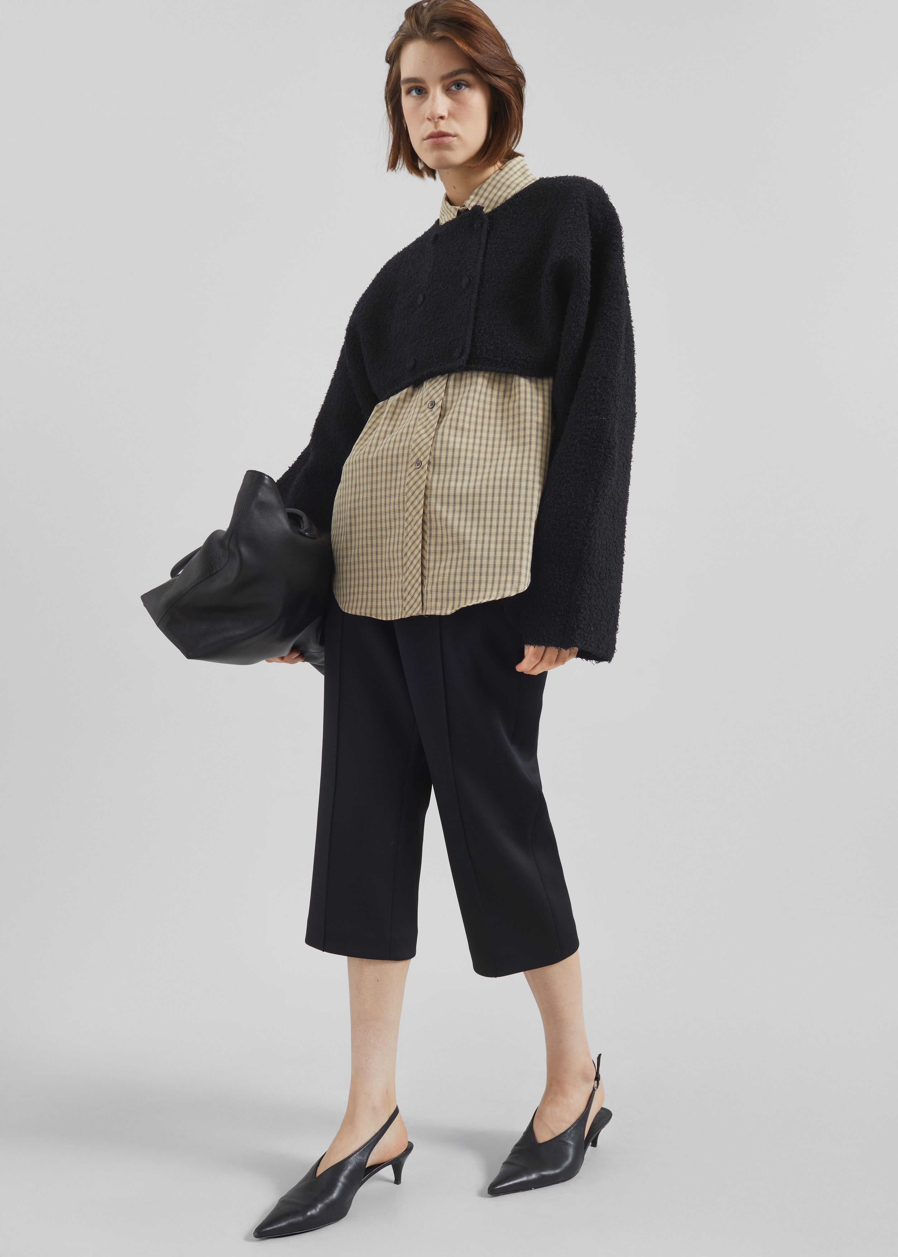 Lyall Fuzzy Cropped Jacket - Black - 6