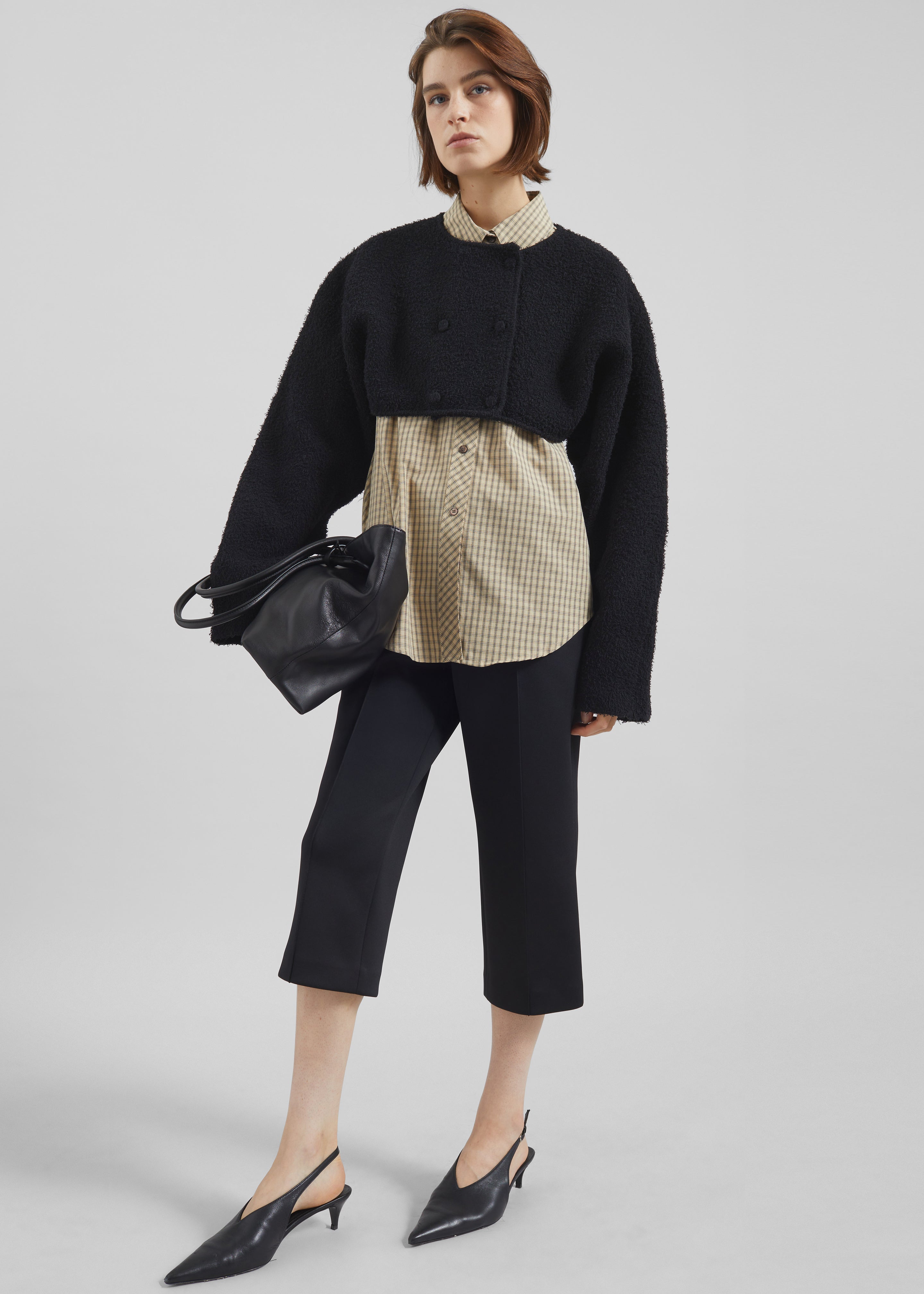 Lyall Fuzzy Cropped Jacket - Black - 4