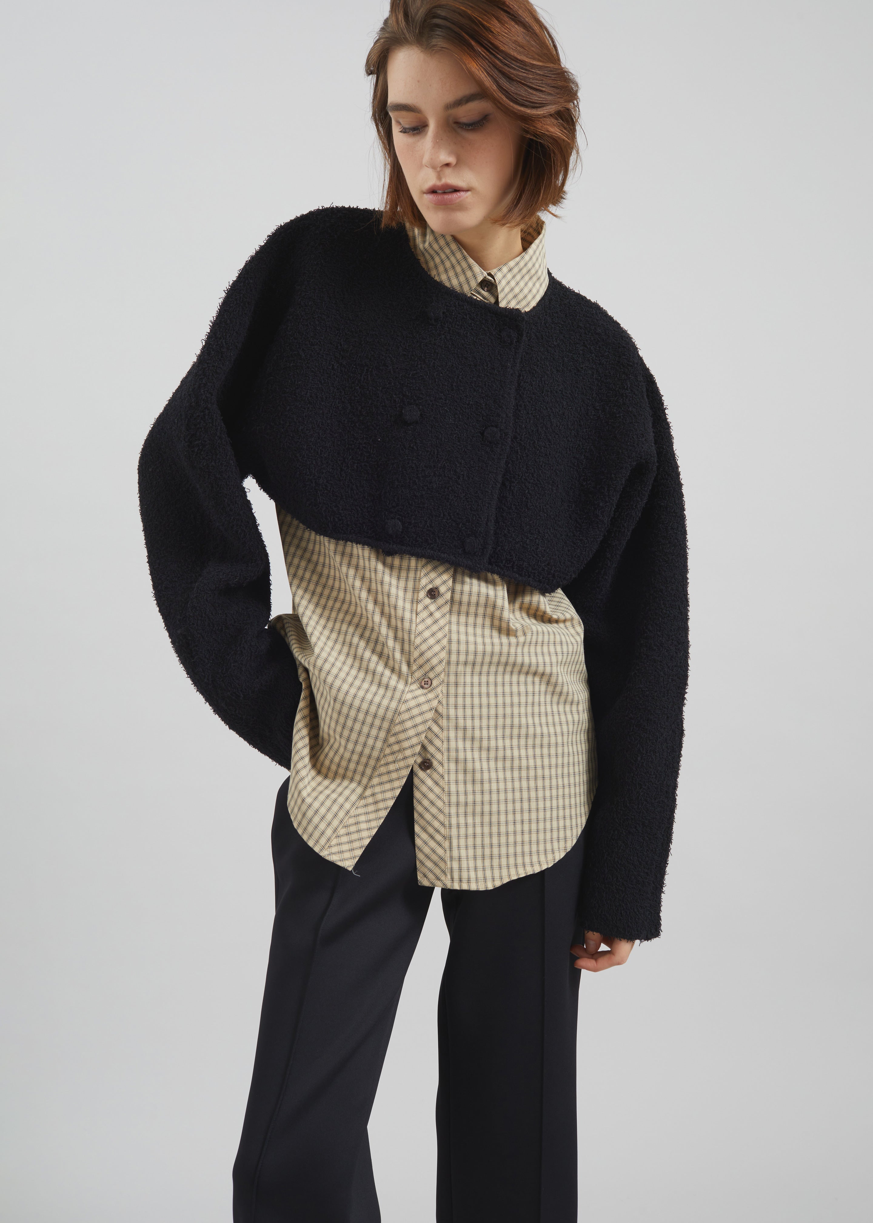 Lyall Fuzzy Cropped Jacket - Black - 2