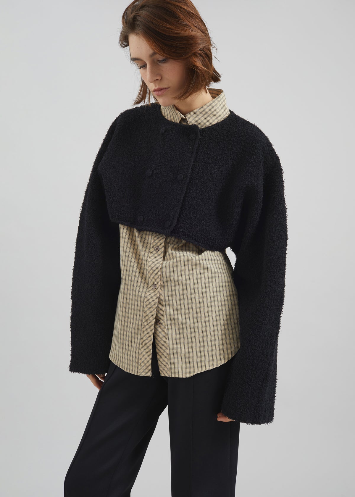 Lyall Fuzzy Cropped Jacket - Black - 5