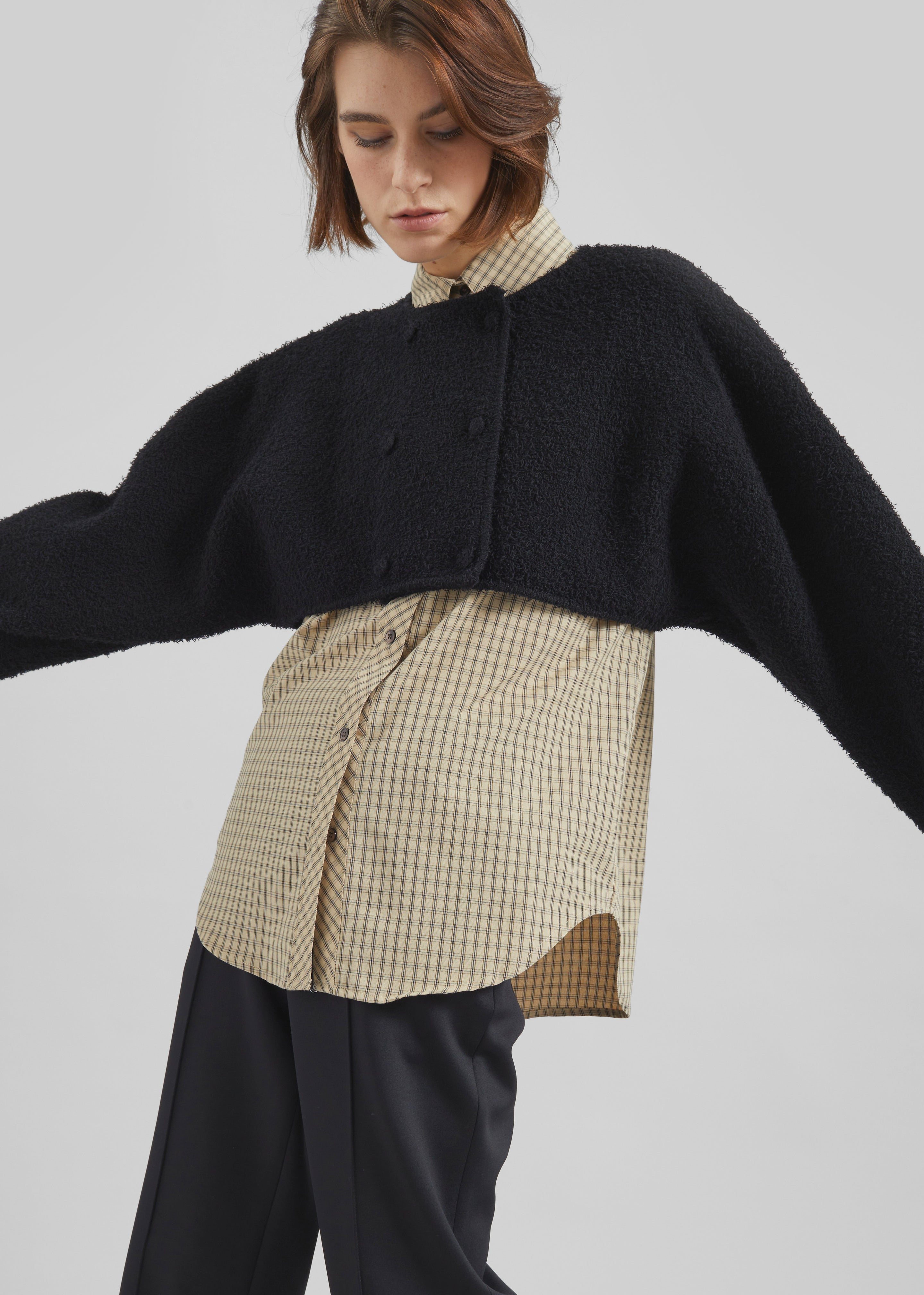 Lyall Fuzzy Cropped Jacket - Black - 7