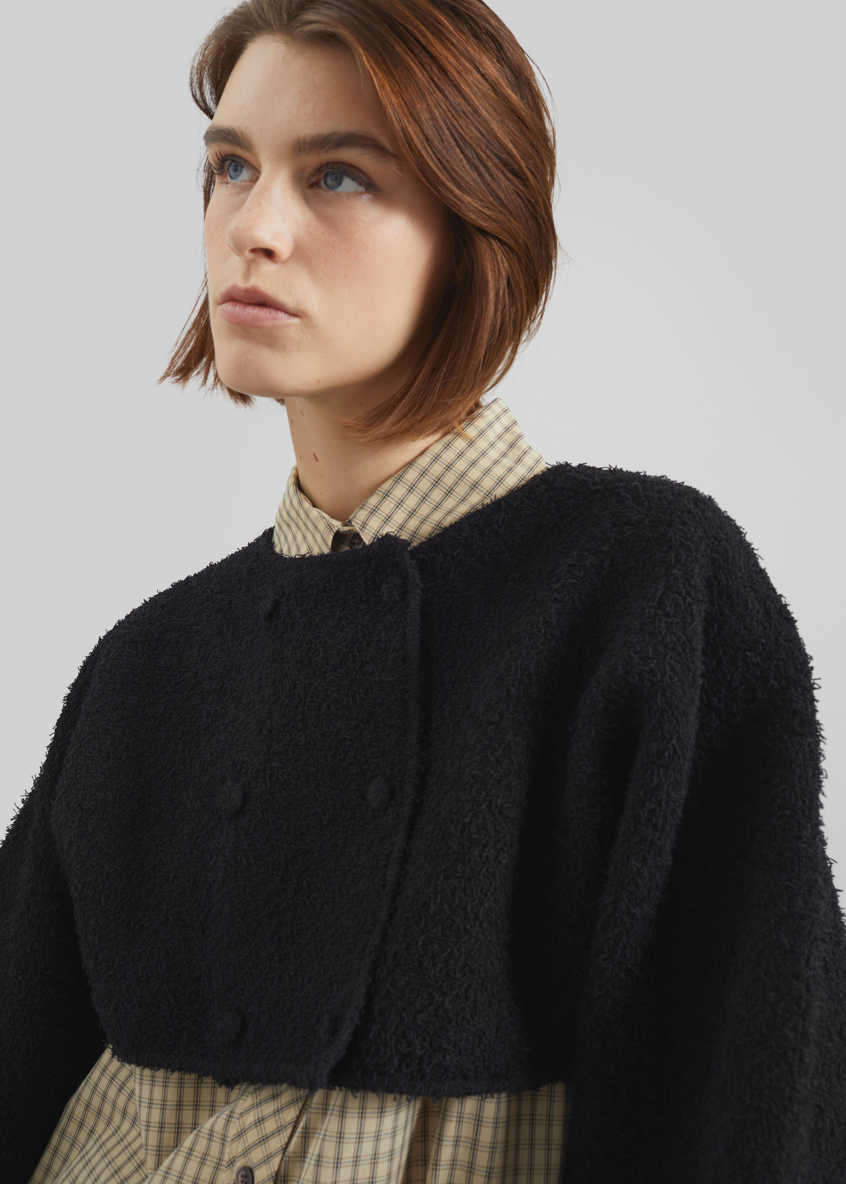 Lyall Fuzzy Cropped Jacket - Black - 3