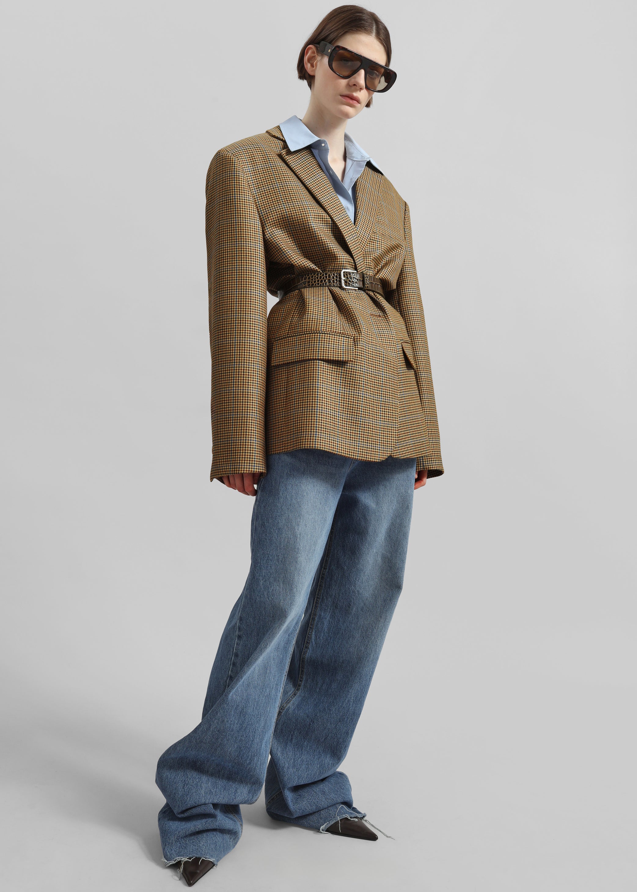 Shop the look image for Lyra Oversized Houndstooth Blazer - Camel