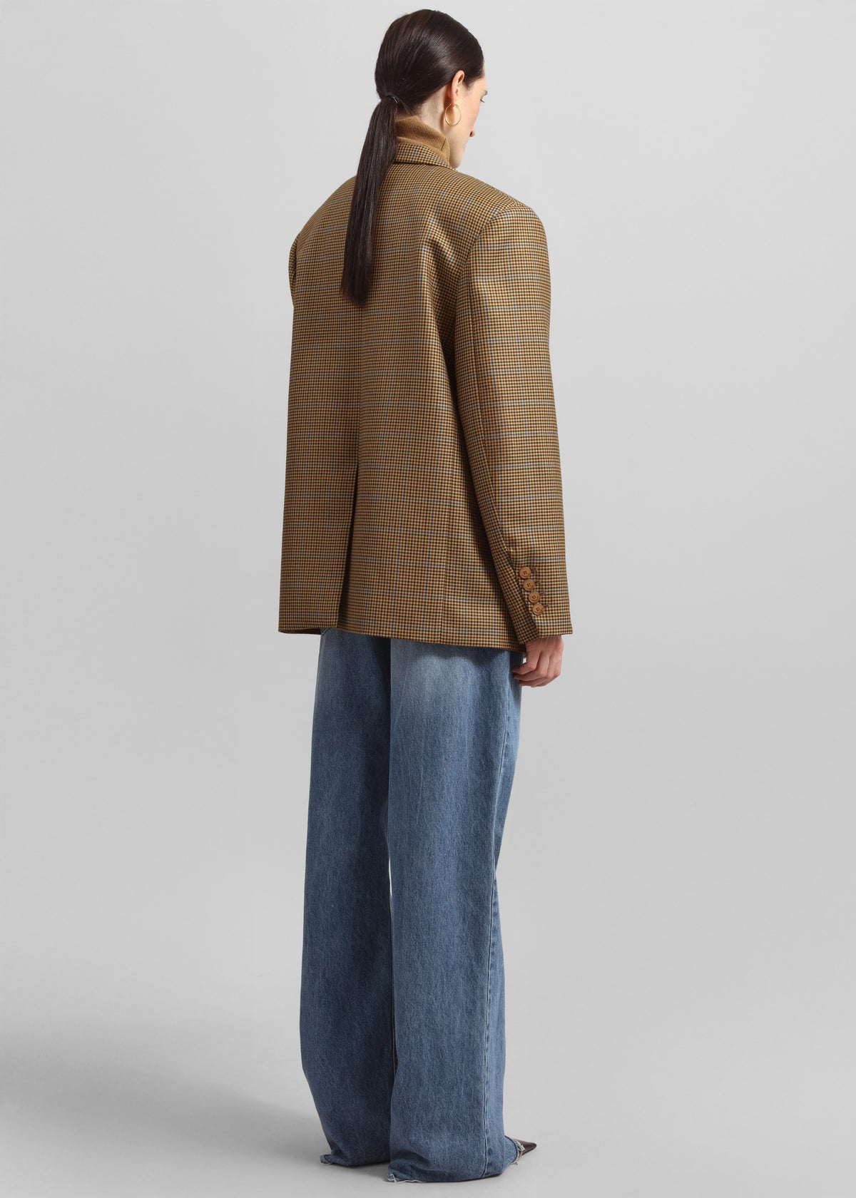 Lyra Oversized Houndstooth Blazer - Camel - 7