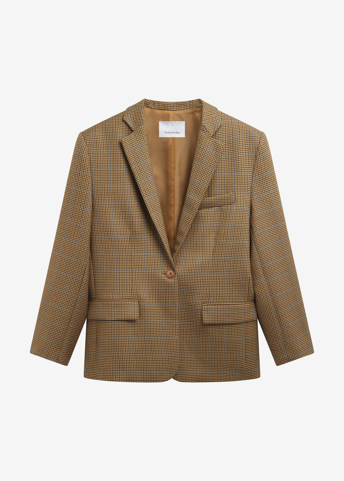 Lyra Oversized Houndstooth Blazer - Camel - 8