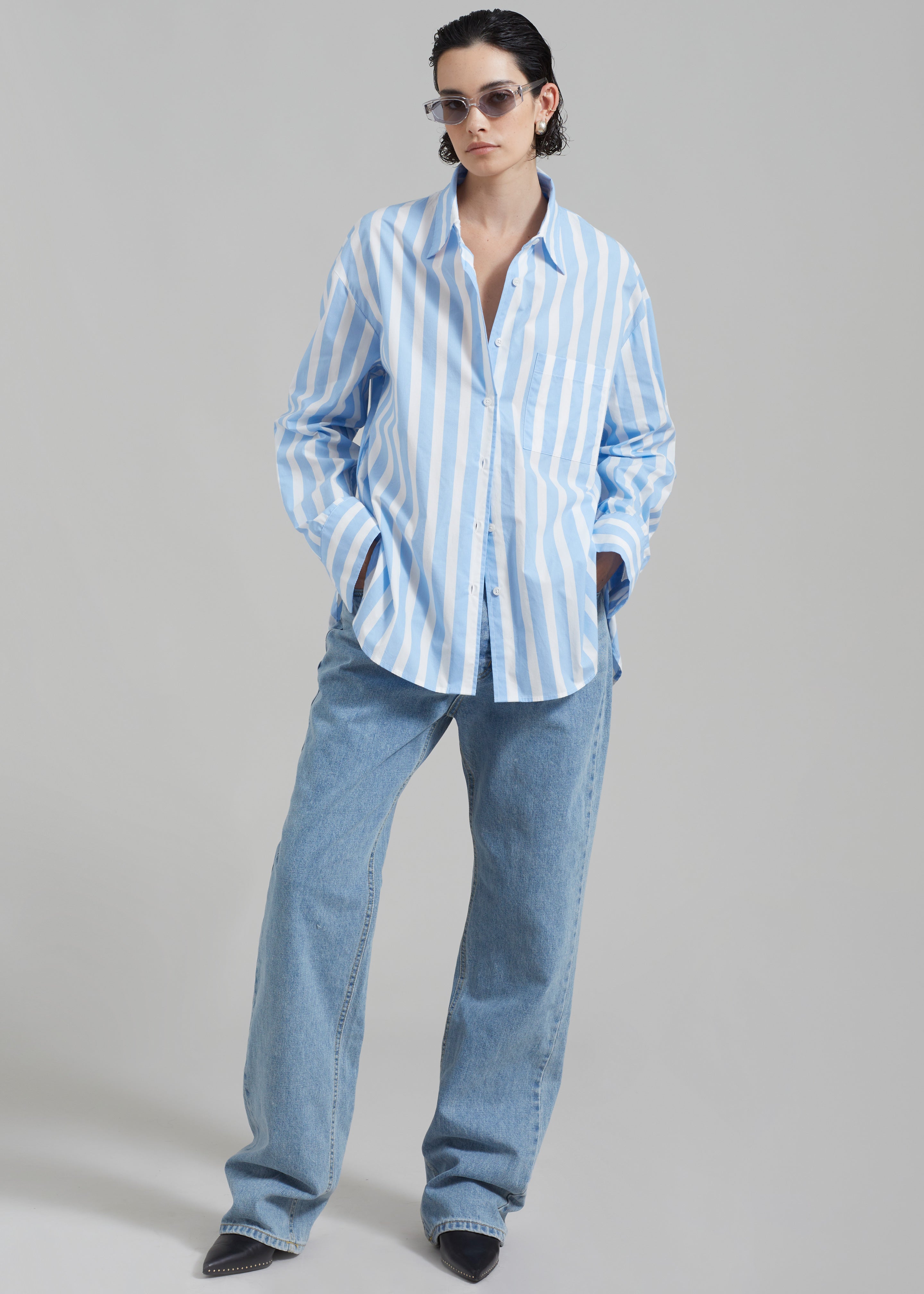 Lui Wide Stripe Shirt - Blue - 3