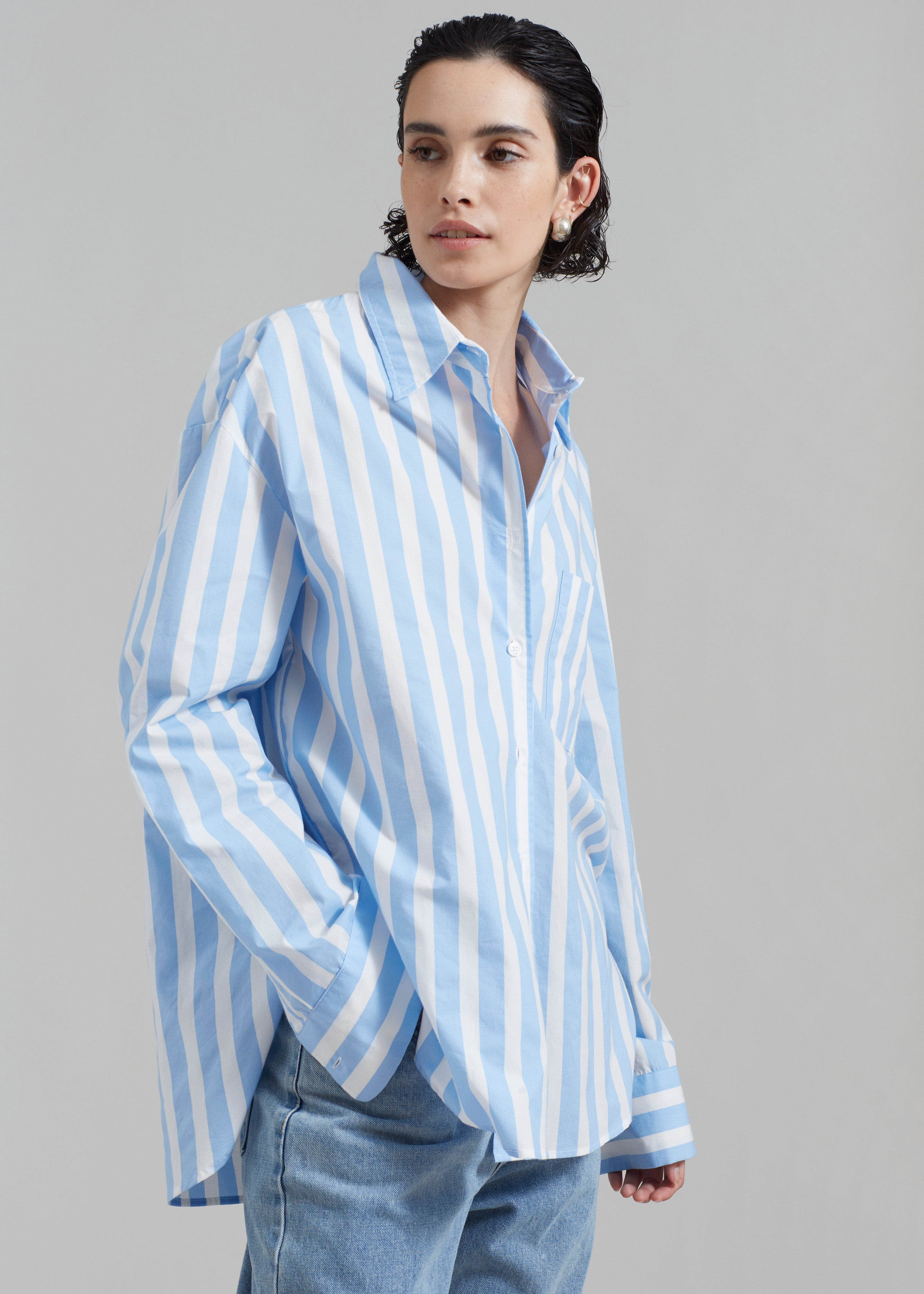 Lui Wide Stripe Shirt - Blue - 6