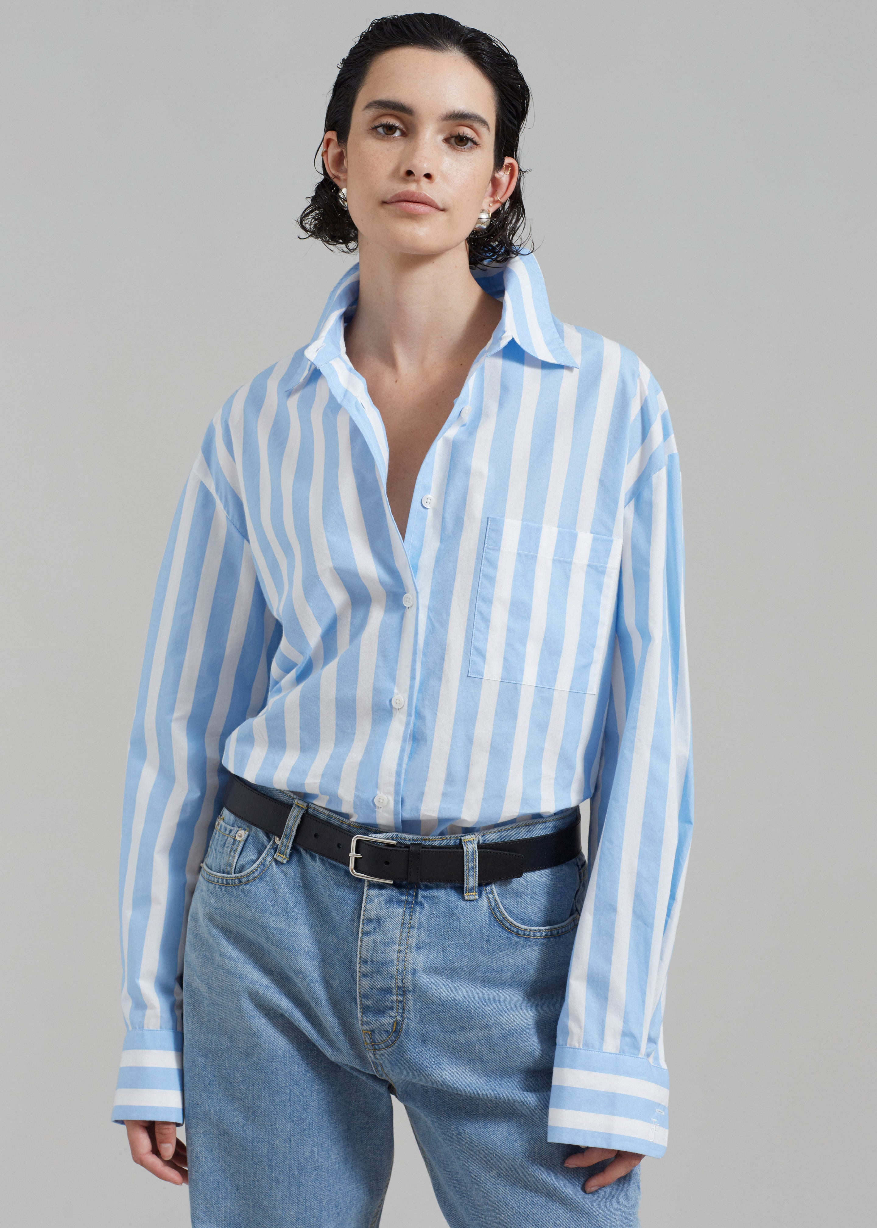 Lui Wide Stripe Shirt - Blue - 1