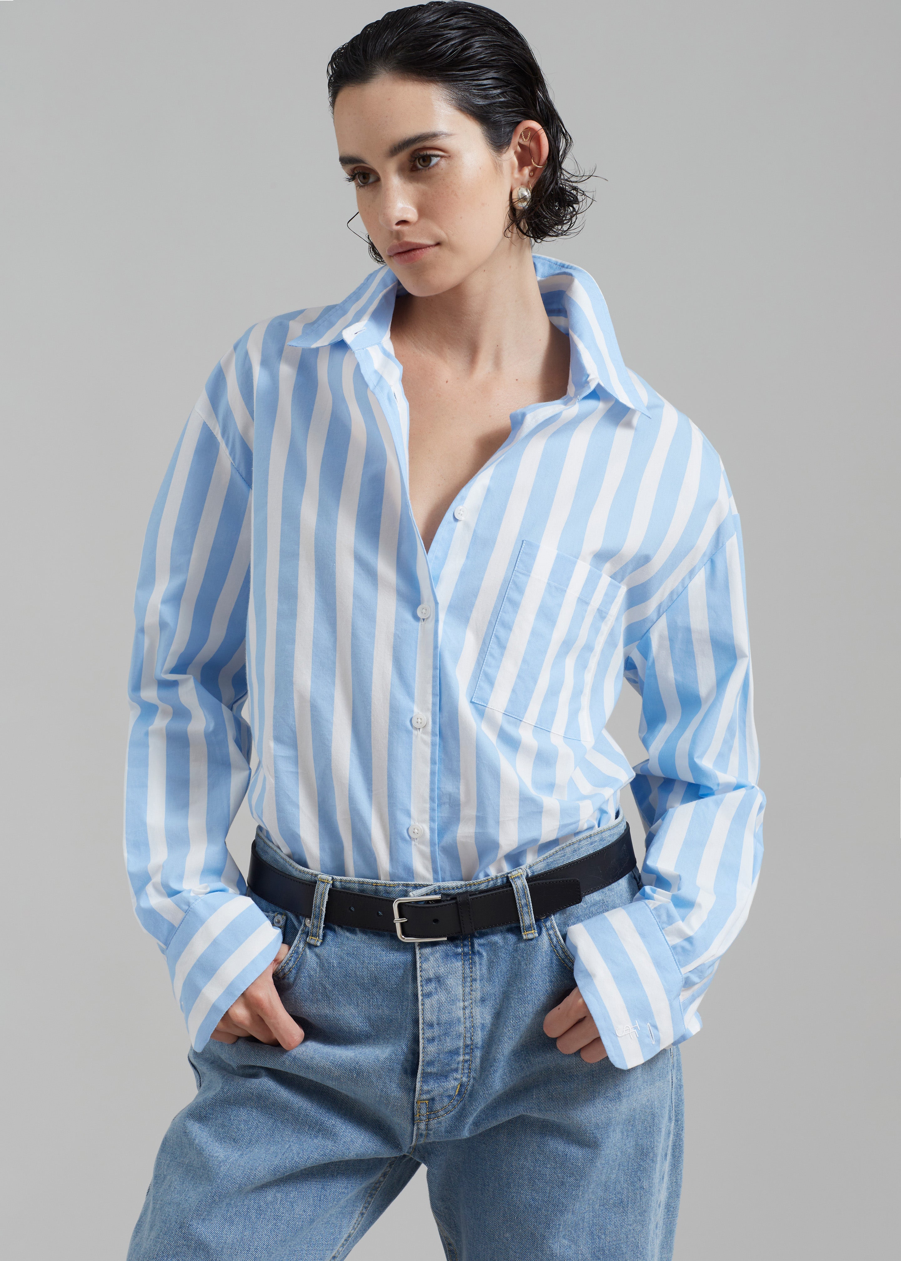 Lui Wide Stripe Shirt - Blue - 8