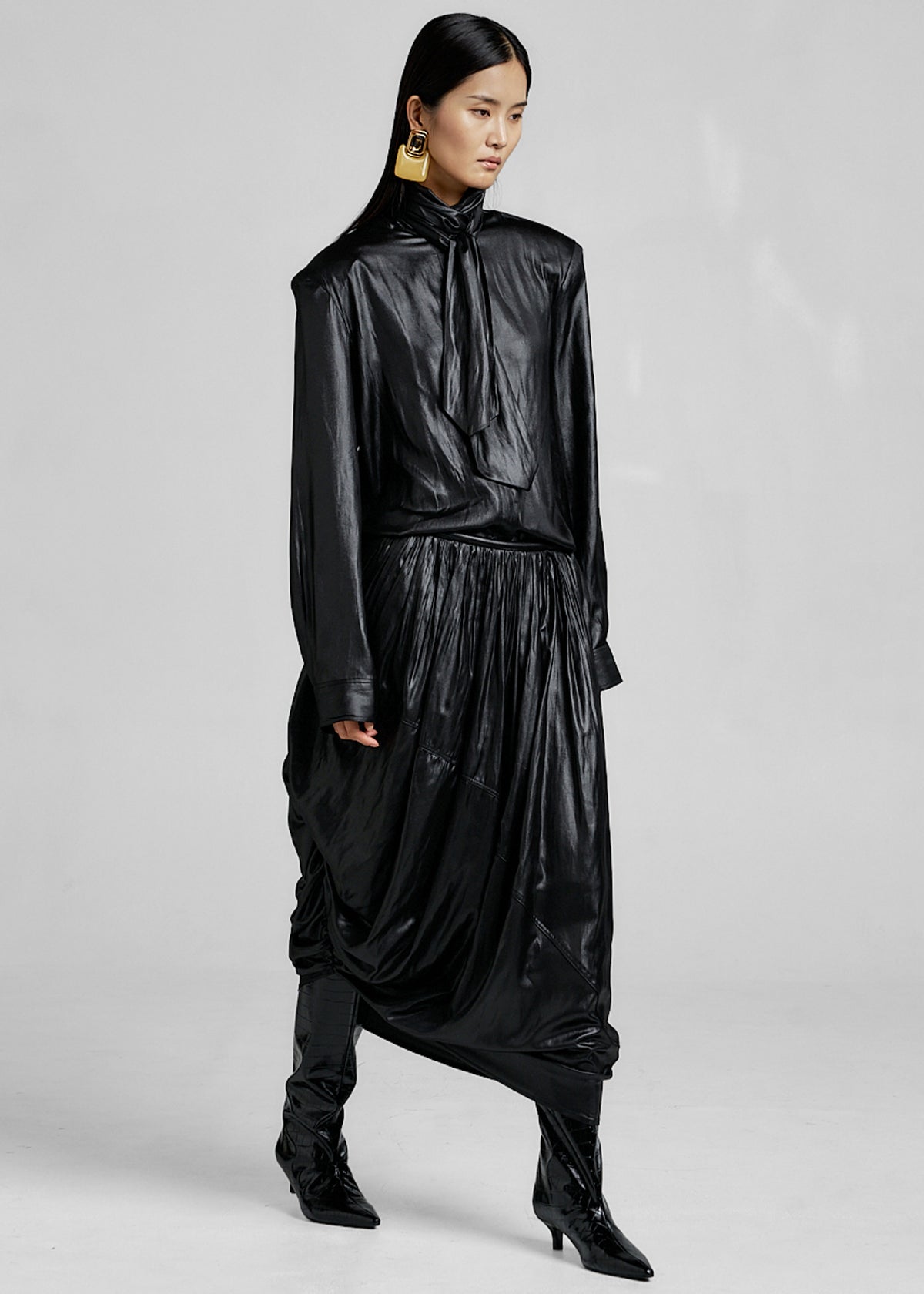 Mabillon Corded Draped Skirt - Black - 3