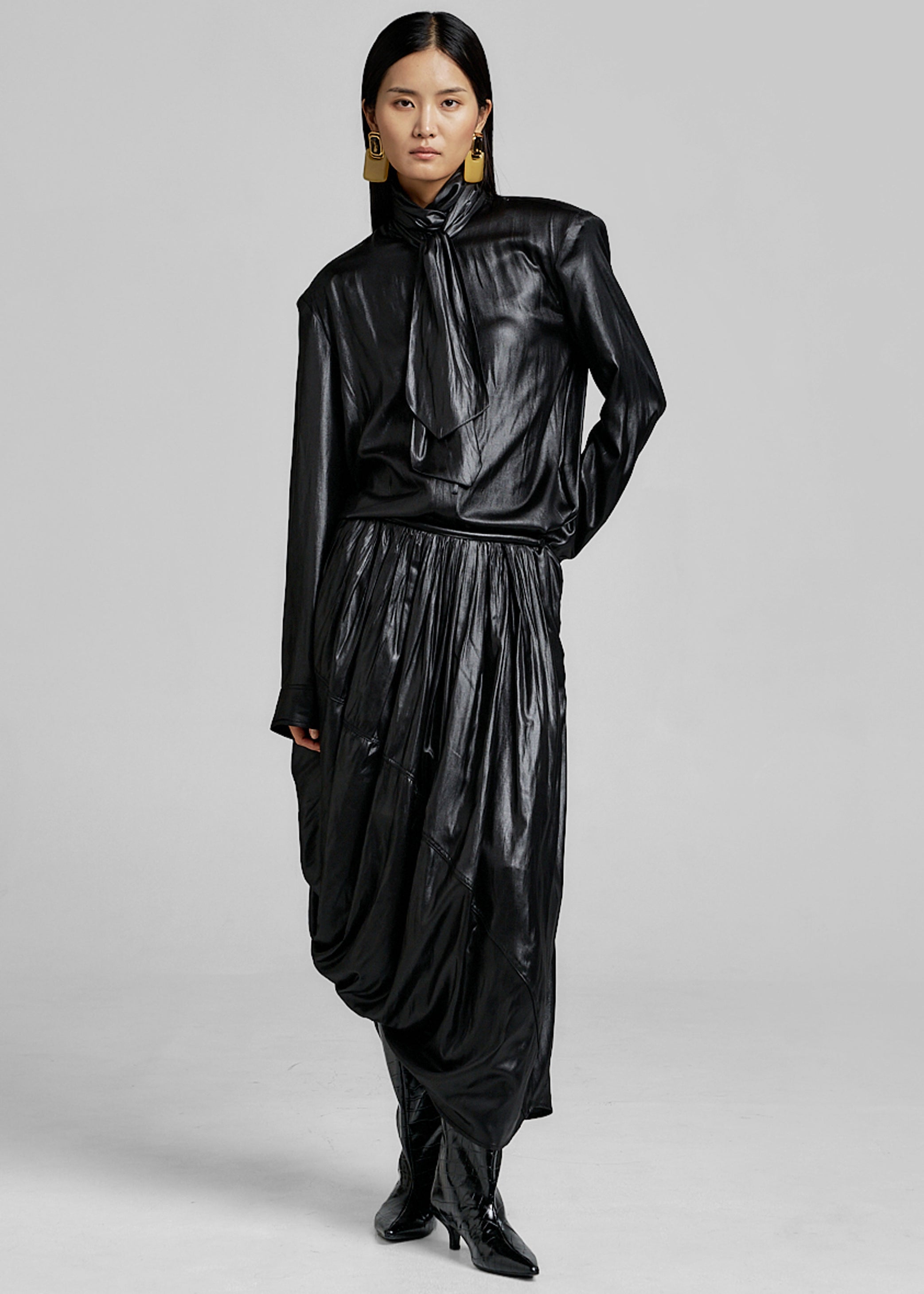 Shop the look image for Mabillon Corded Draped Skirt - Black