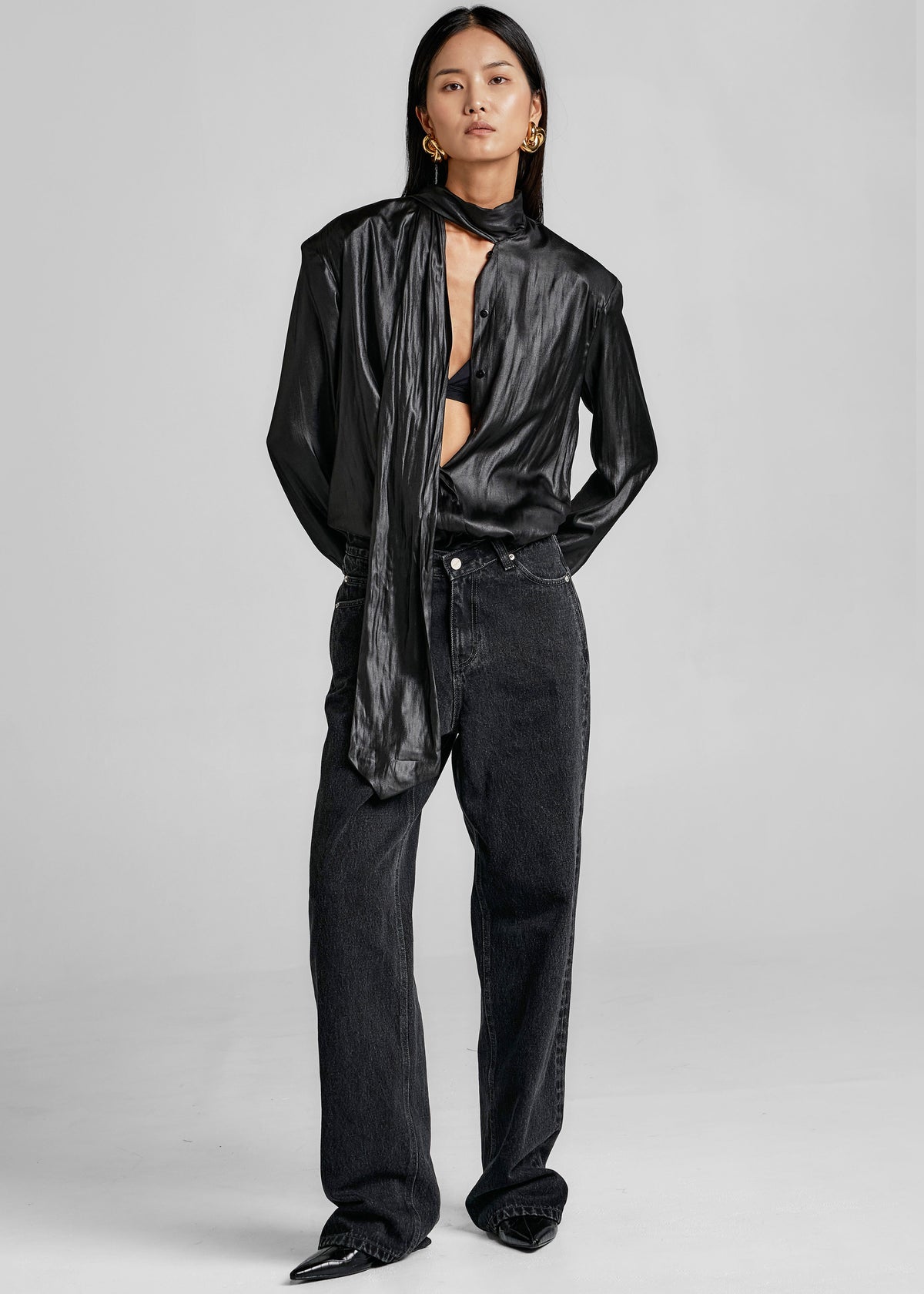 Mabillon Padded Lavalliere Blouse - Black - 6