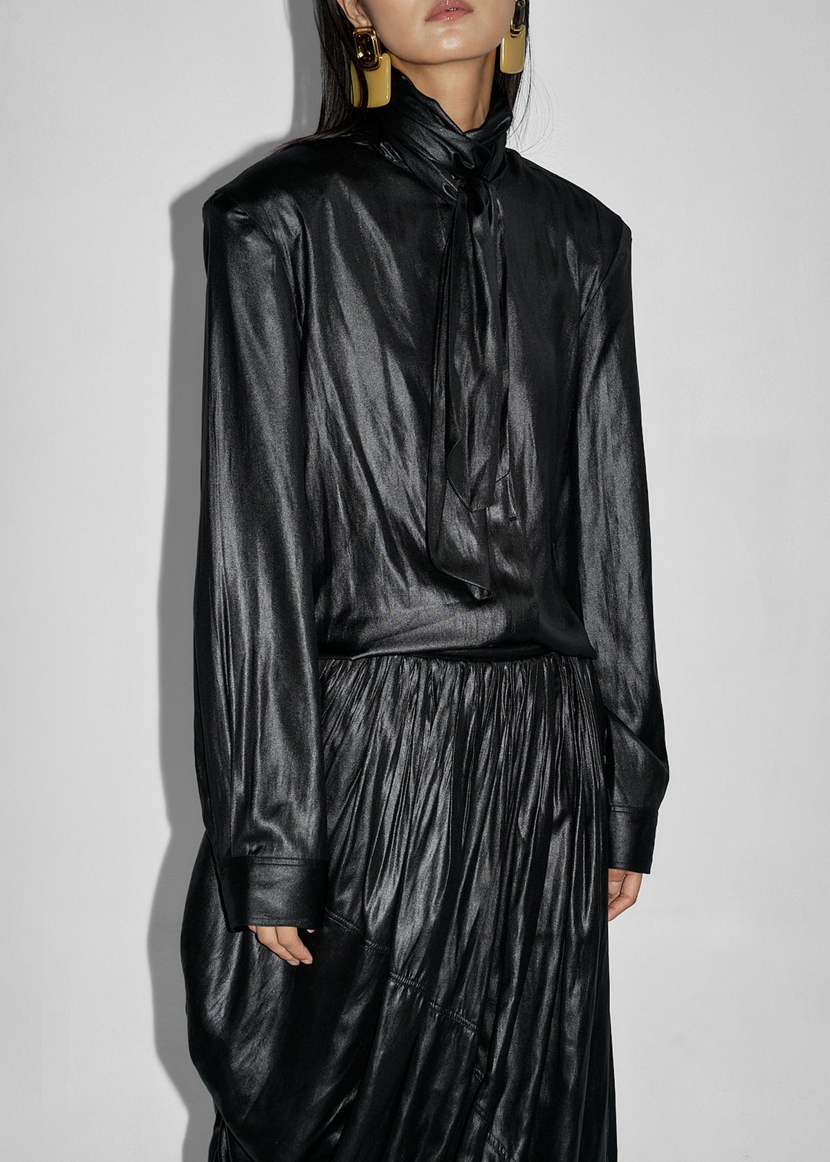 Mabillon Padded Lavalliere Blouse - Black - 4