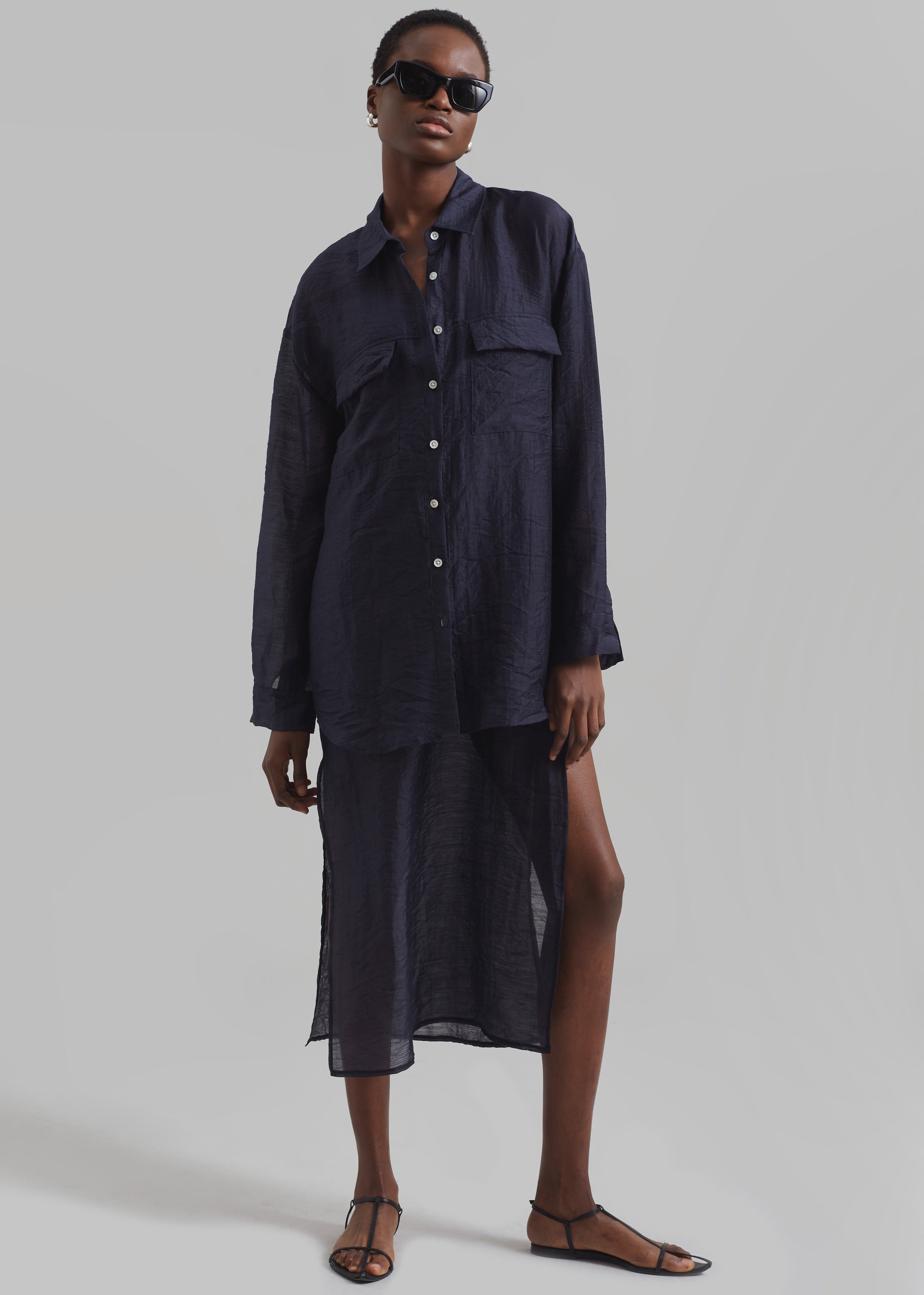 Shop the look image for Madeline Sheer Midi Dress - Navy