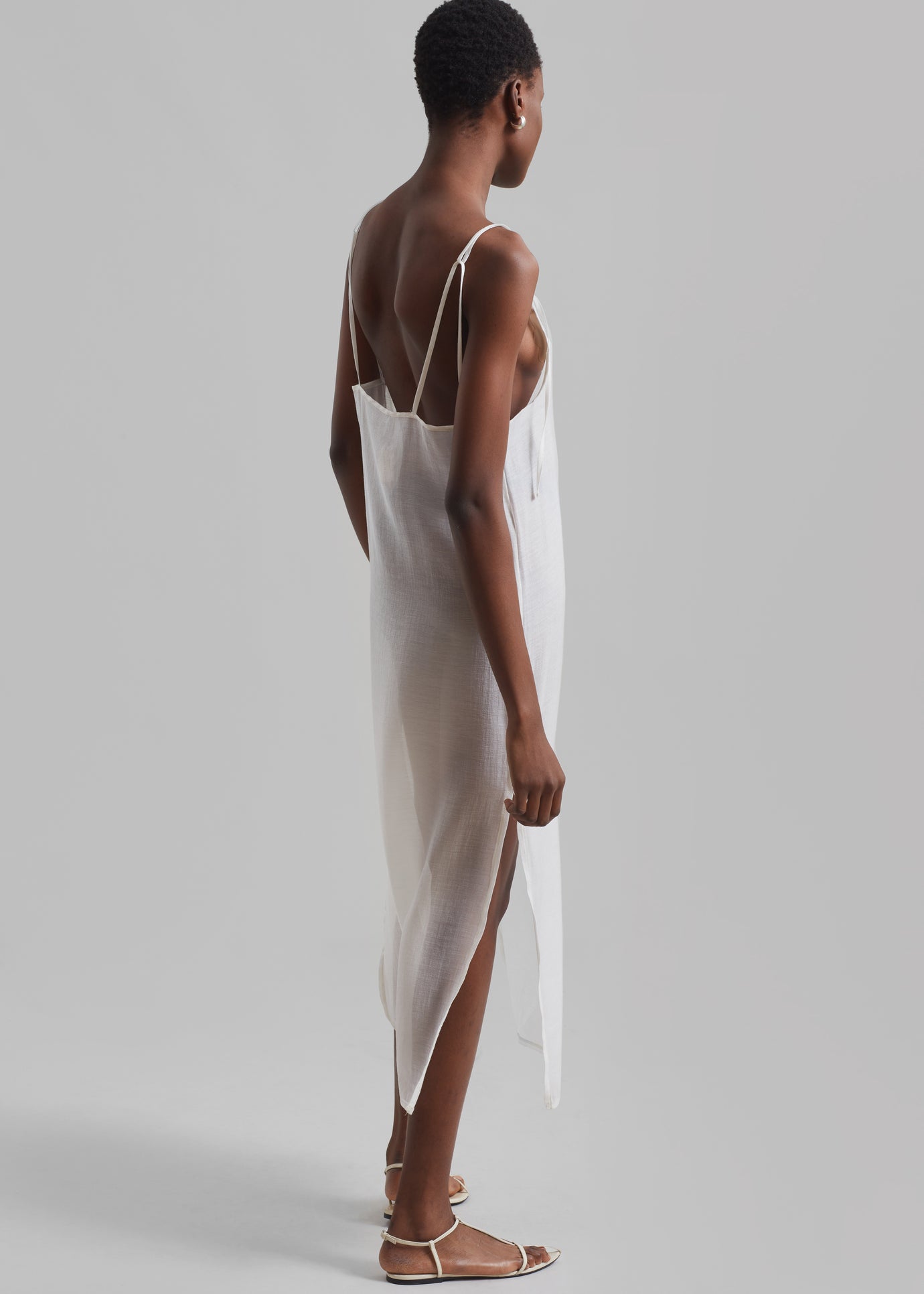 Madeline Sheer Midi Dress - Off White