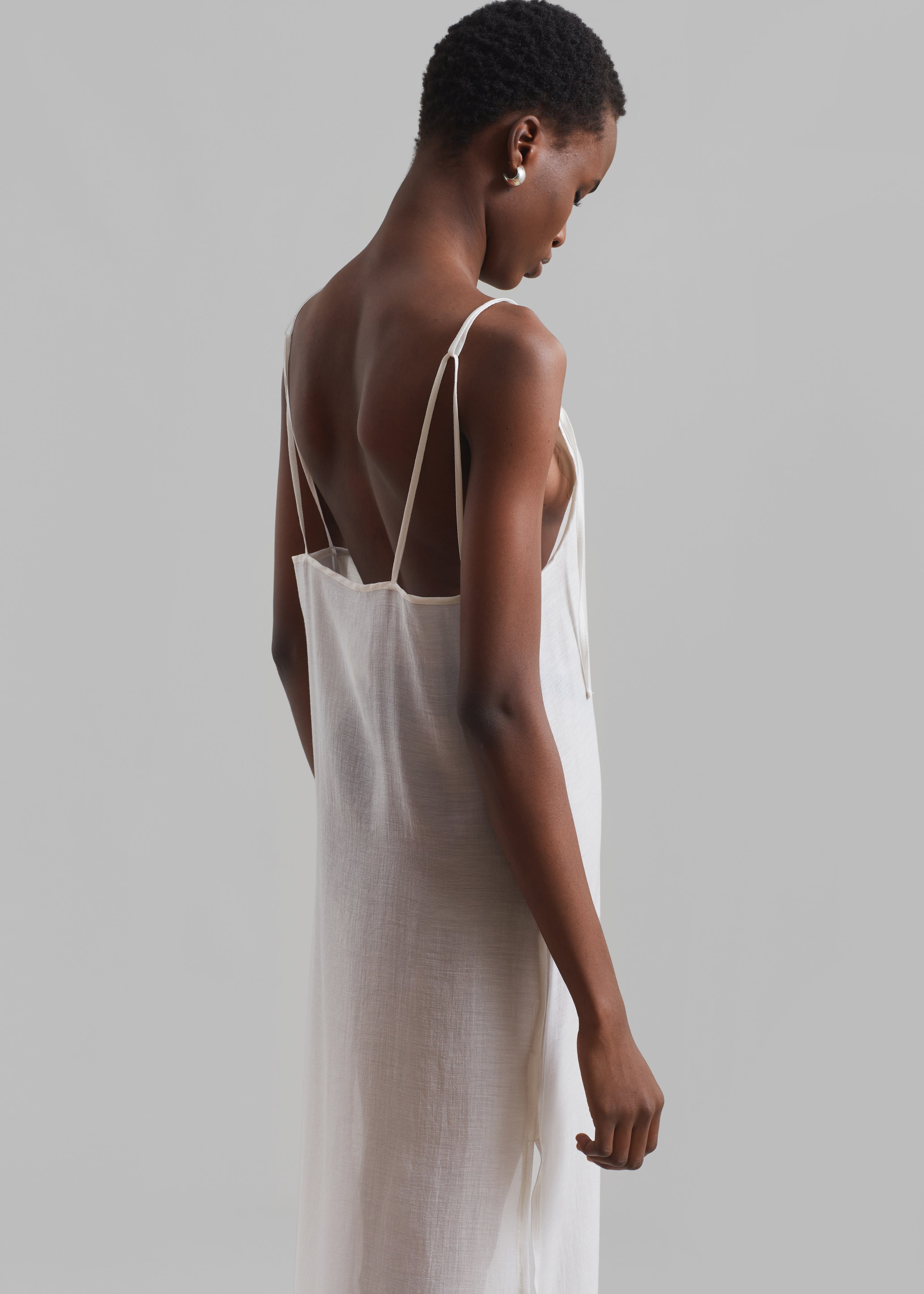 Madeline Sheer Midi Dress - Off White - 3