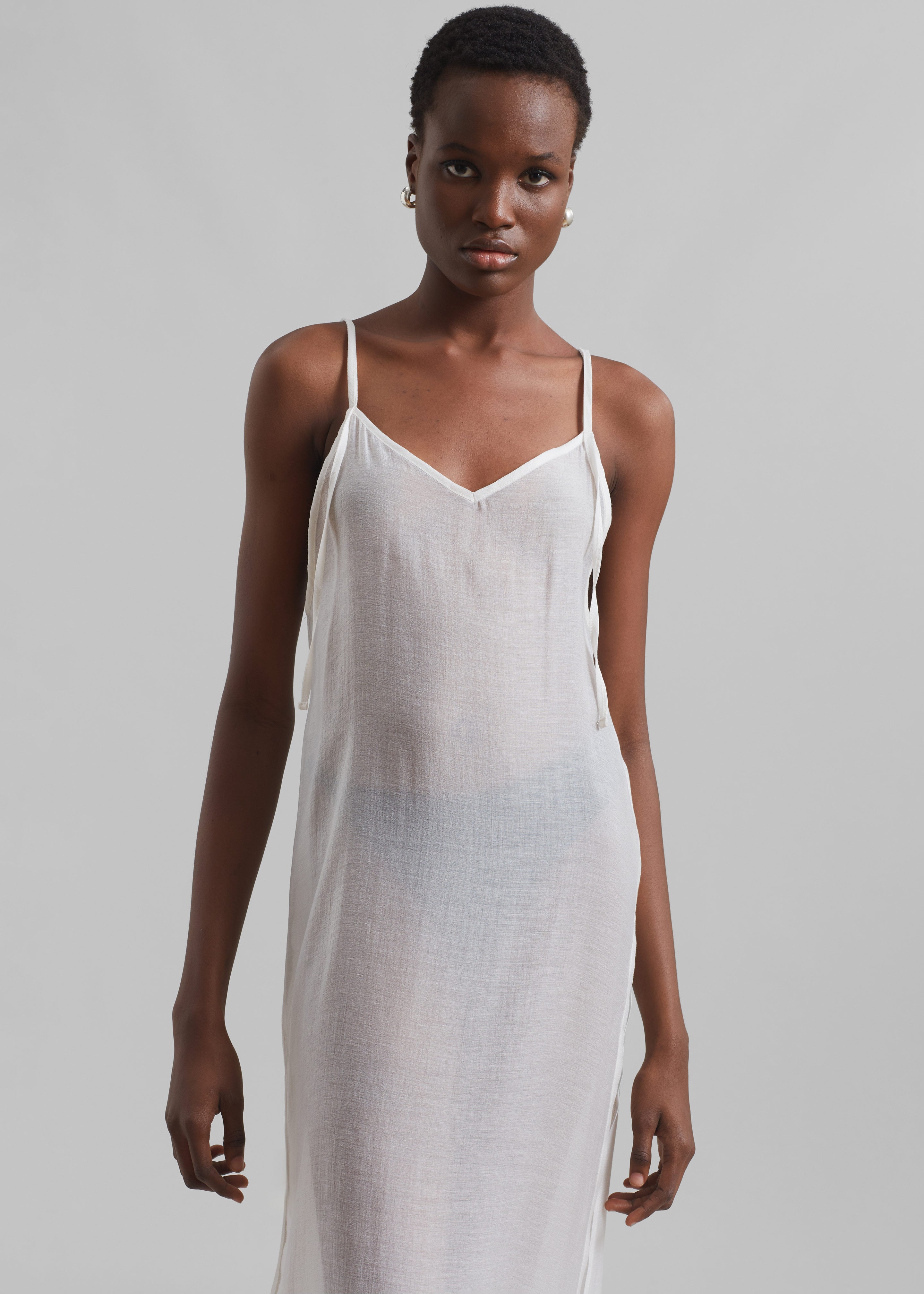 Madeline Sheer Midi Dress - Off White - 7
