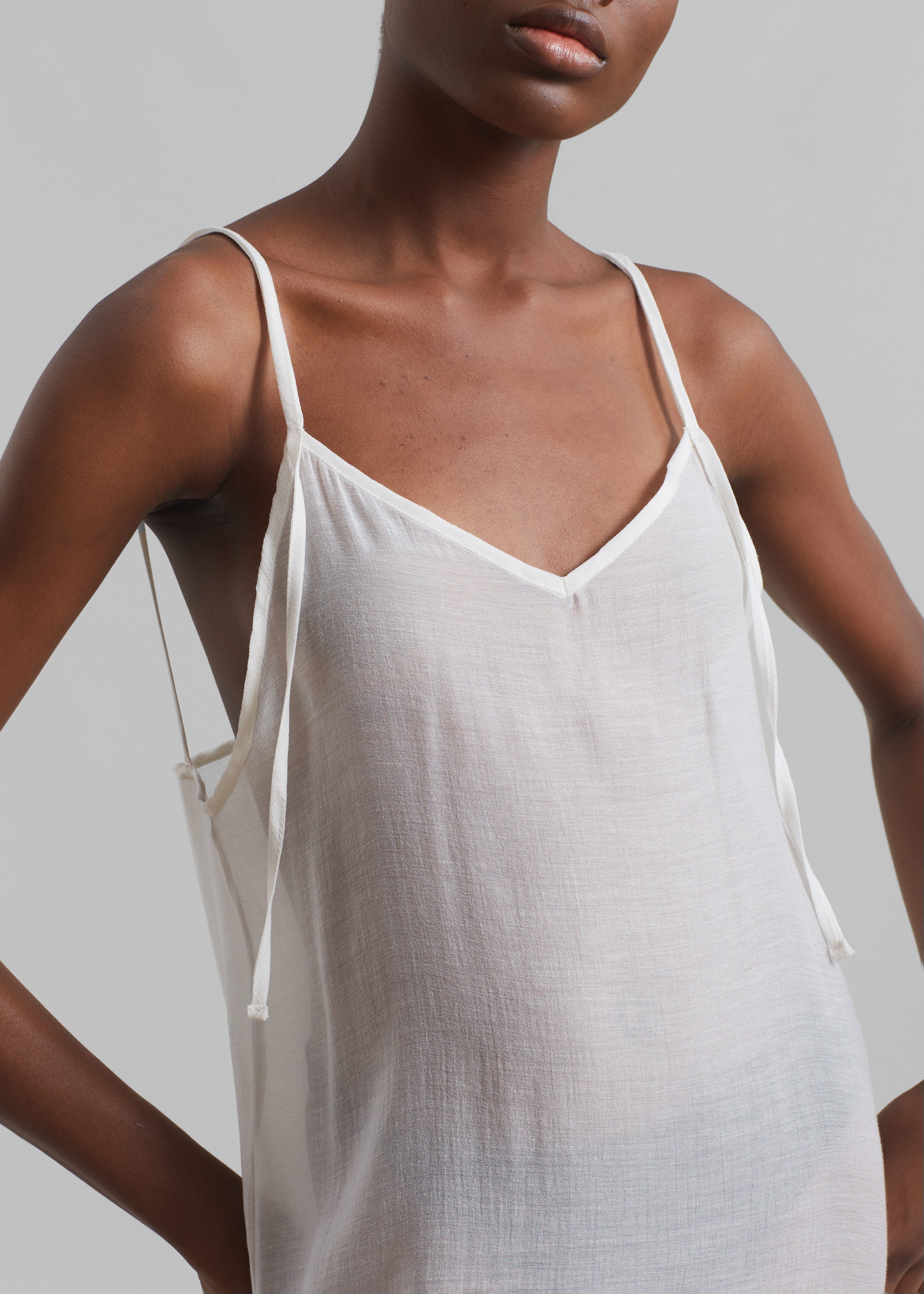 Madeline Sheer Midi Dress - Off White - 6