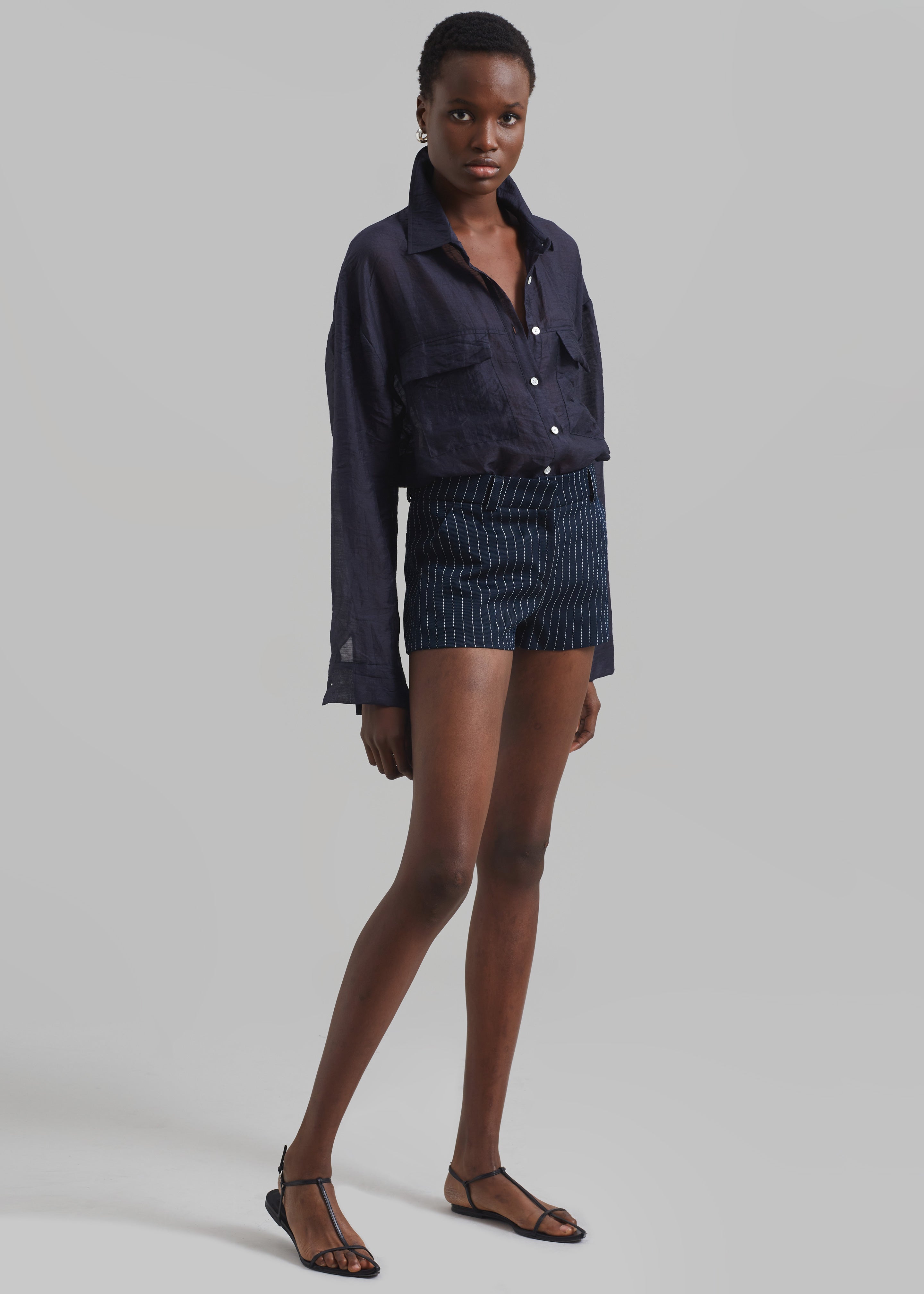 Madeline Sheer Shirt Navy The Frankie Shop