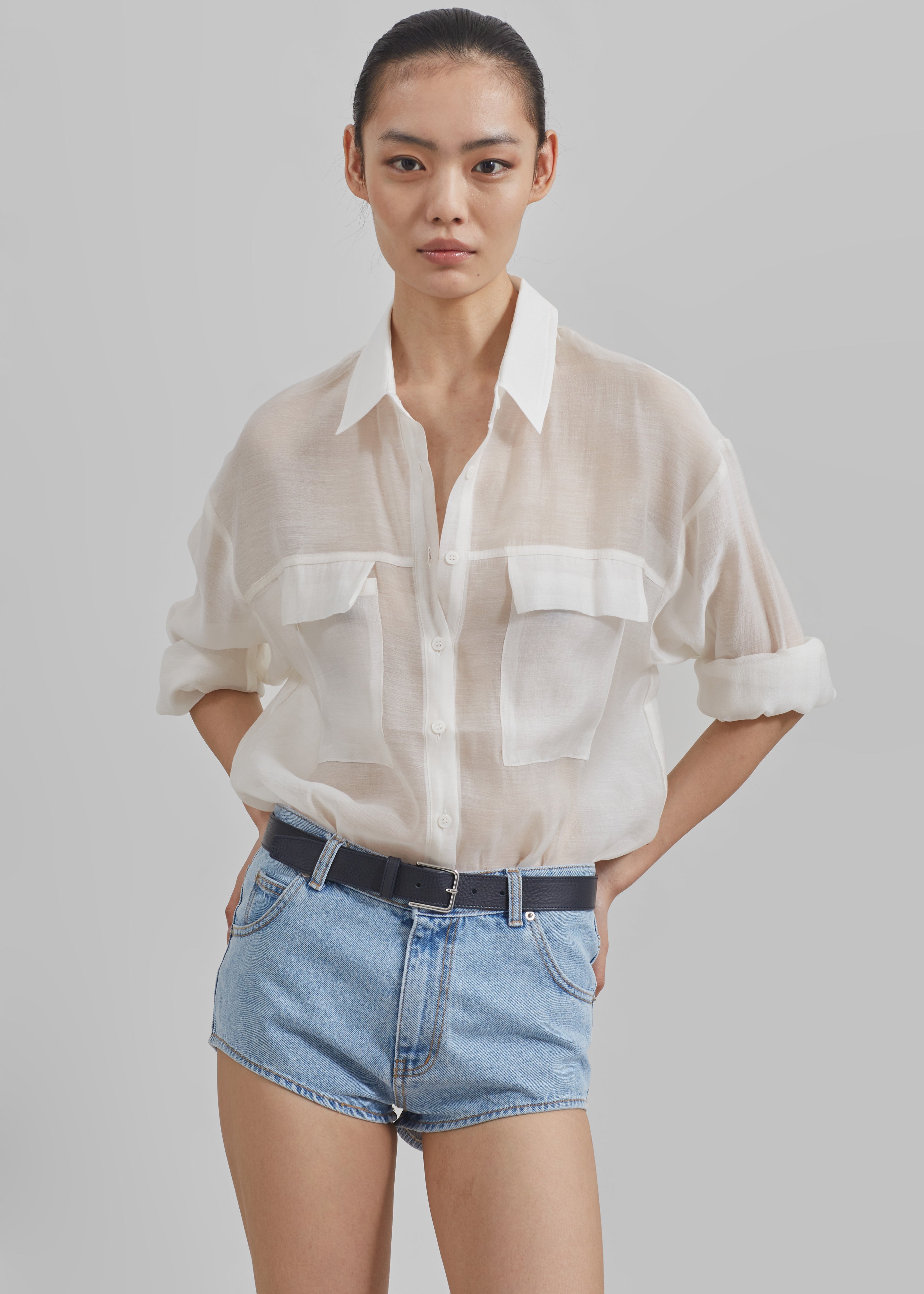 Madeline Sheer Shirt - Off White - 5