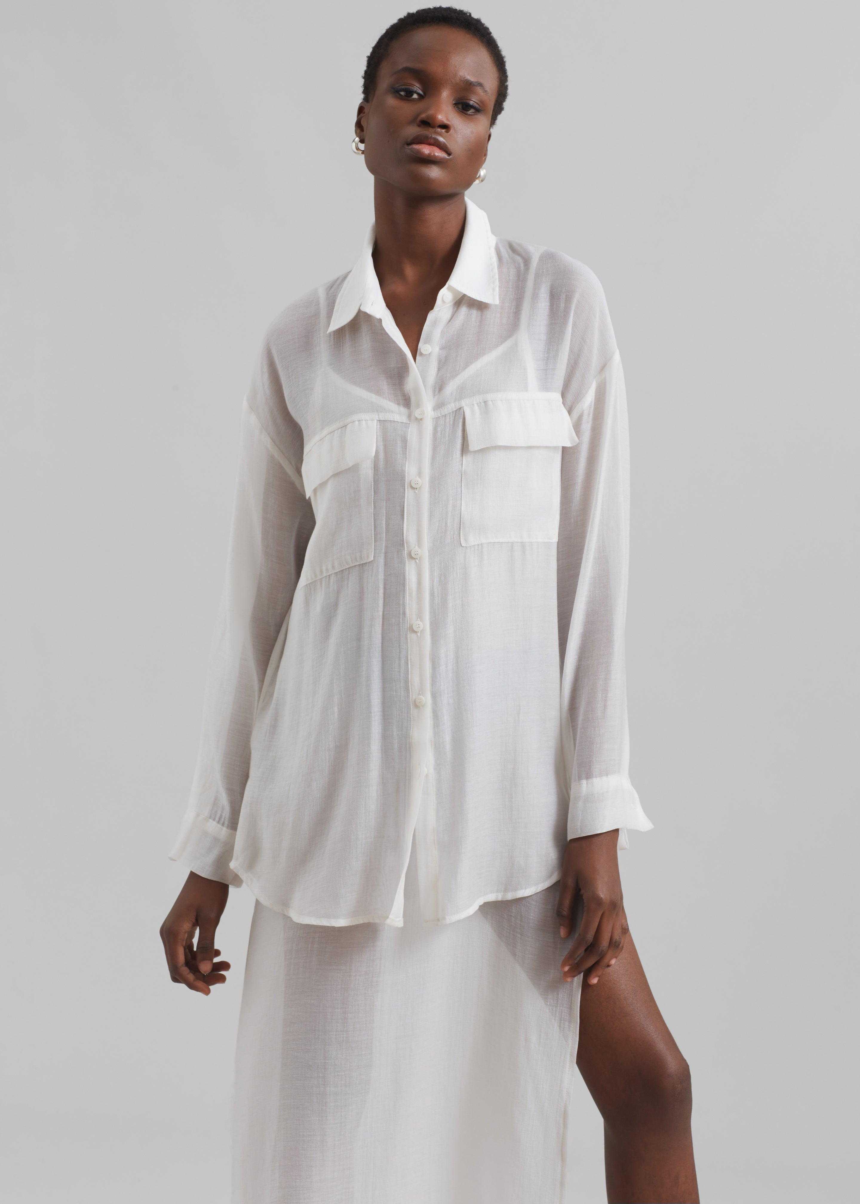 Madeline Sheer Shirt - Off White - 1