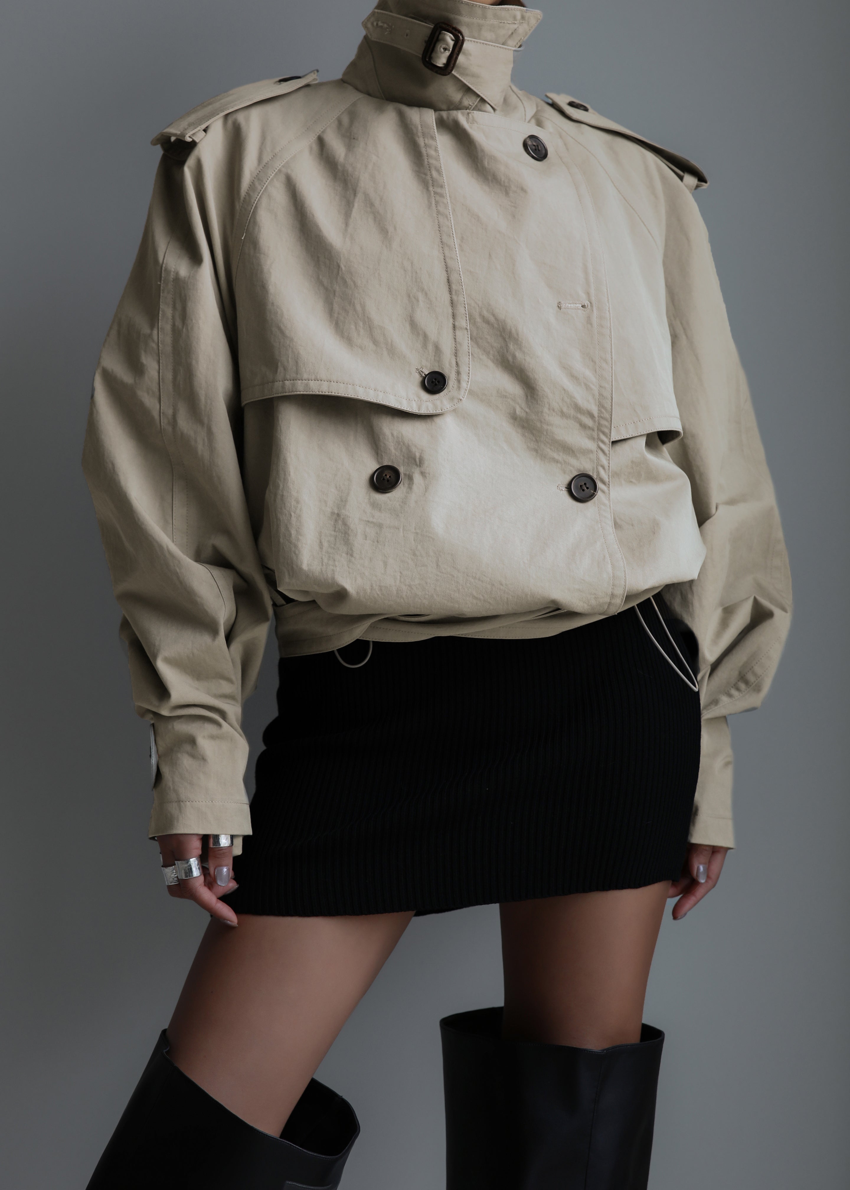 Mads Cropped Trench - Beige - 11