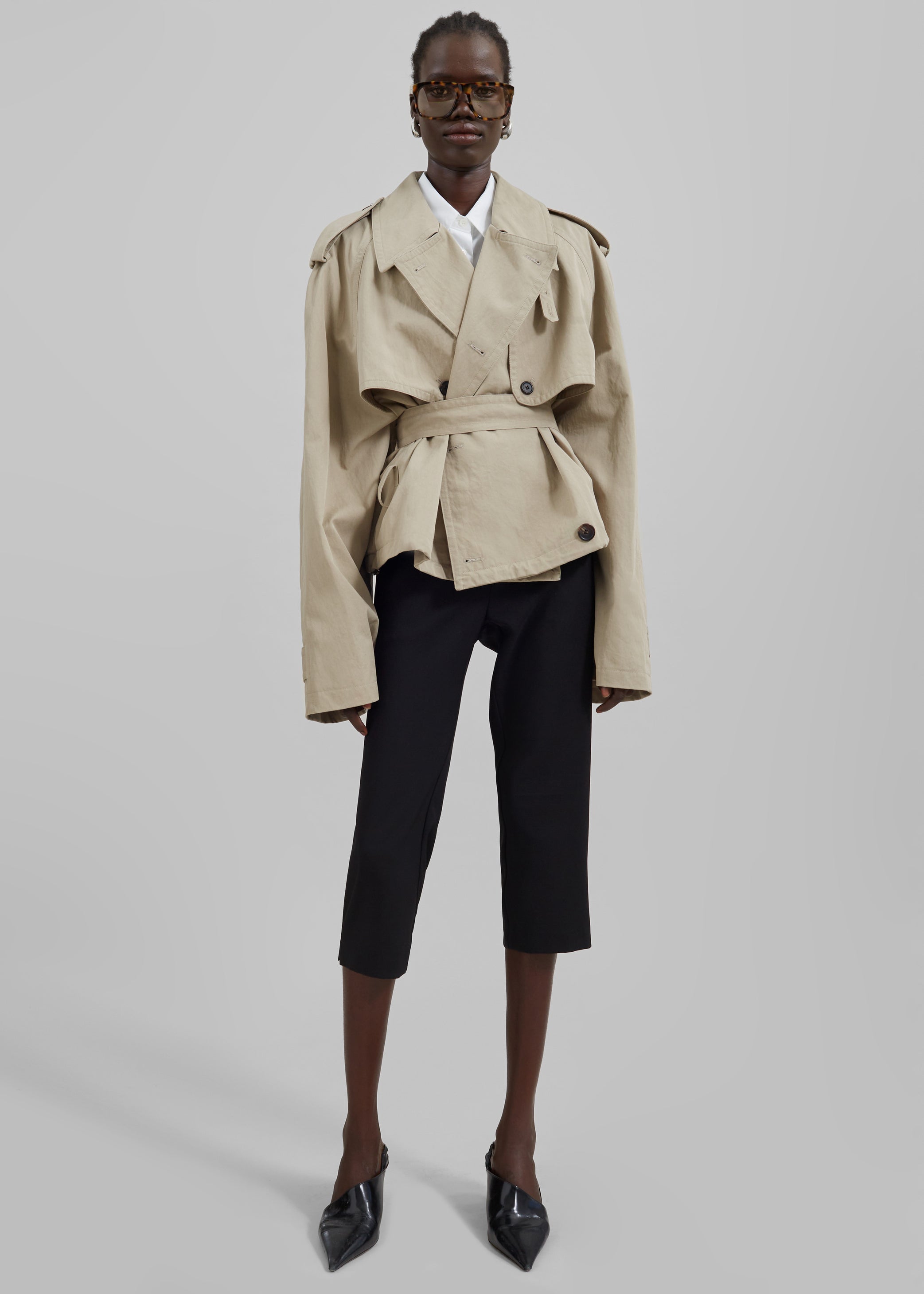 Shop the look image for Mads Cropped Trench - Beige
