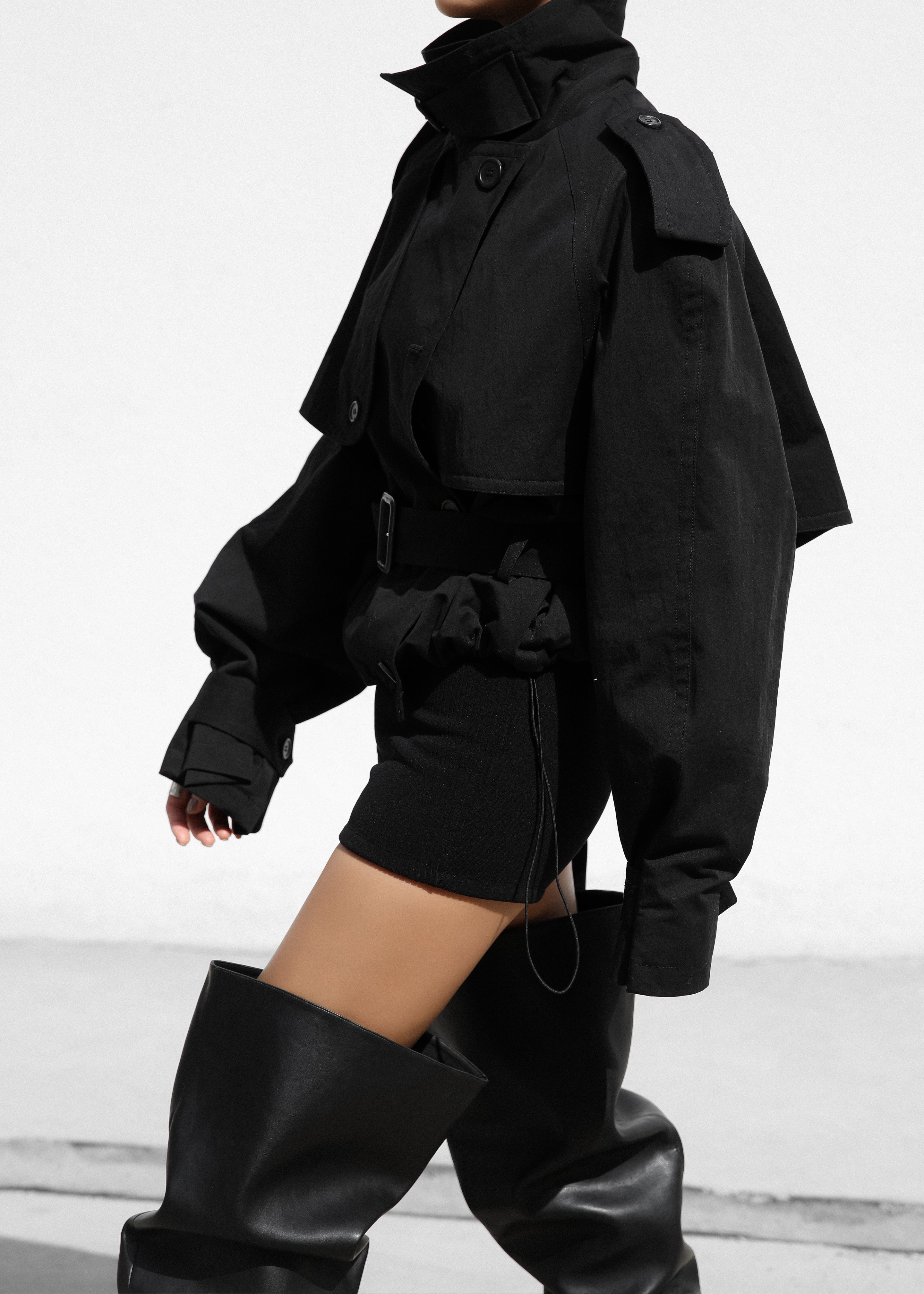 Mads Cropped Trench - Black - 5