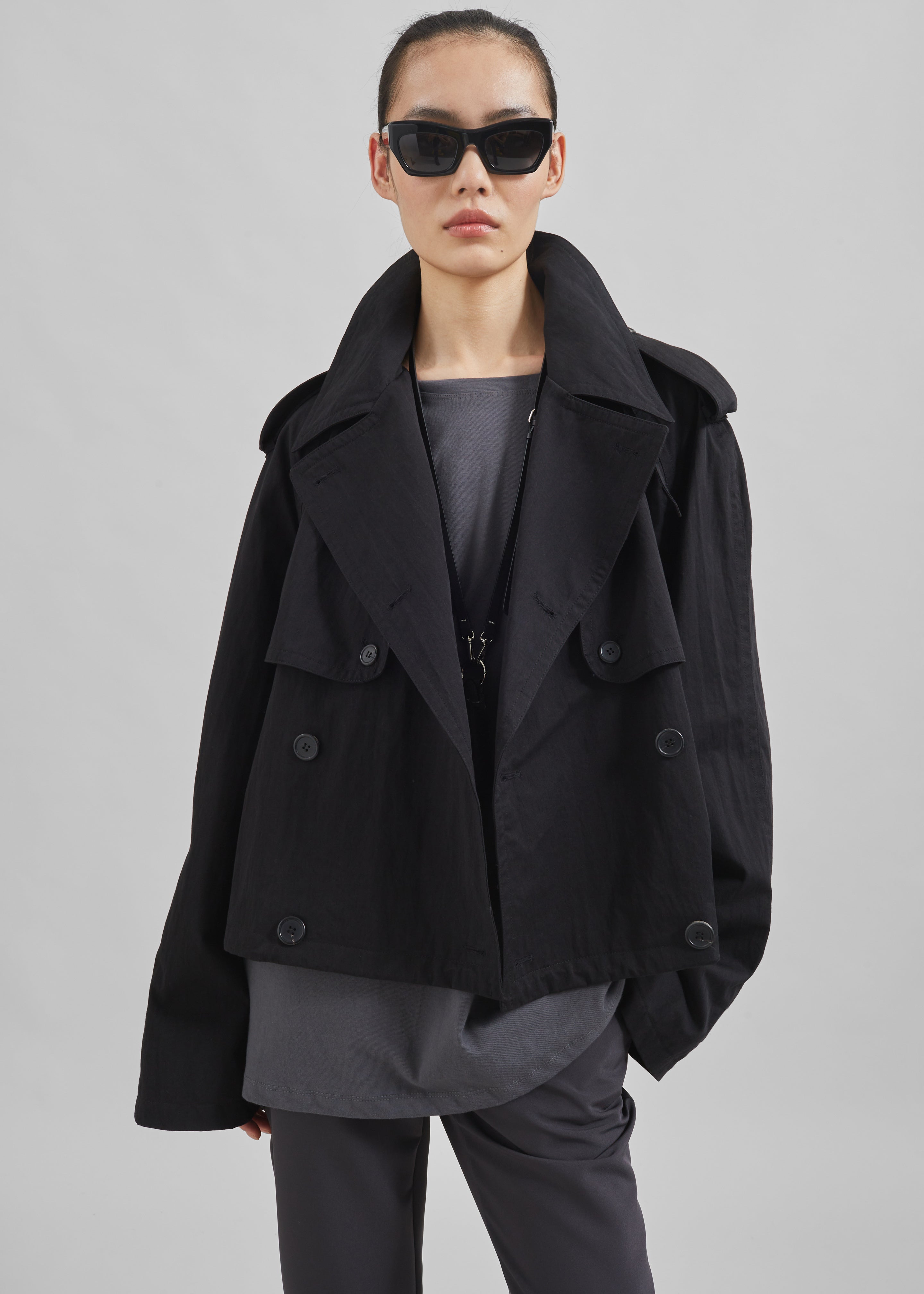 Mads Cropped Trench - Black - 6