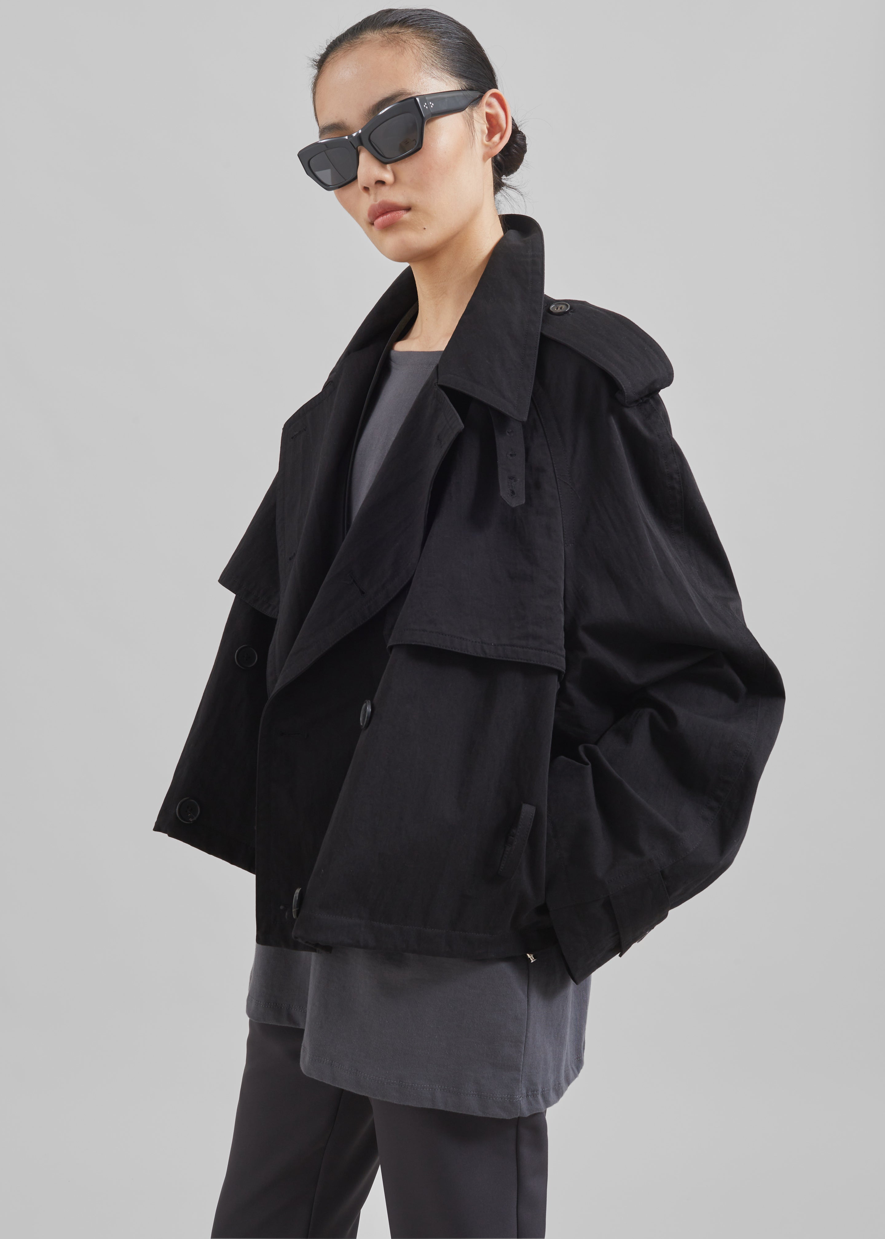 Mads Cropped Trench - Black - 4