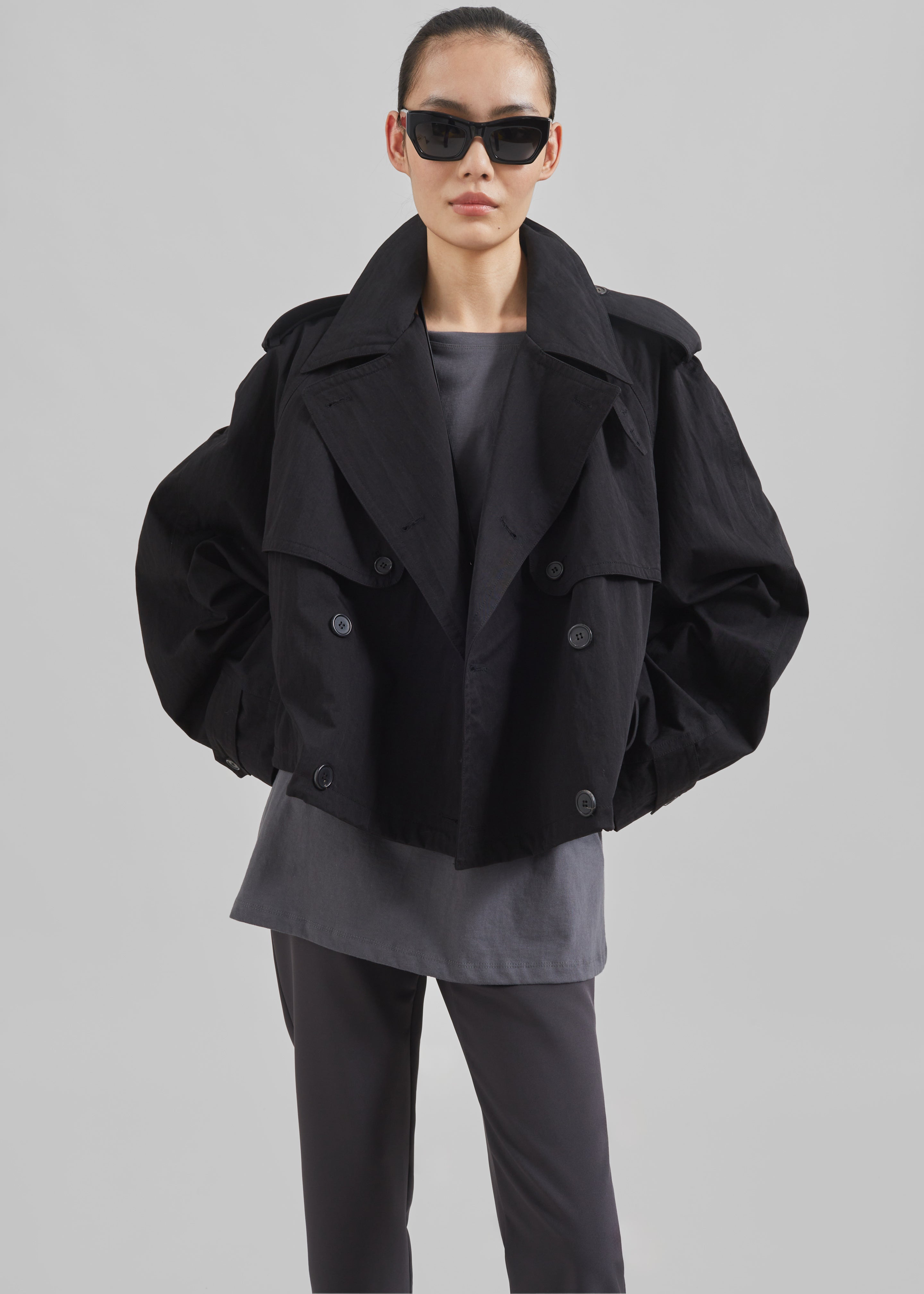 Mads Cropped Trench - Black - 7