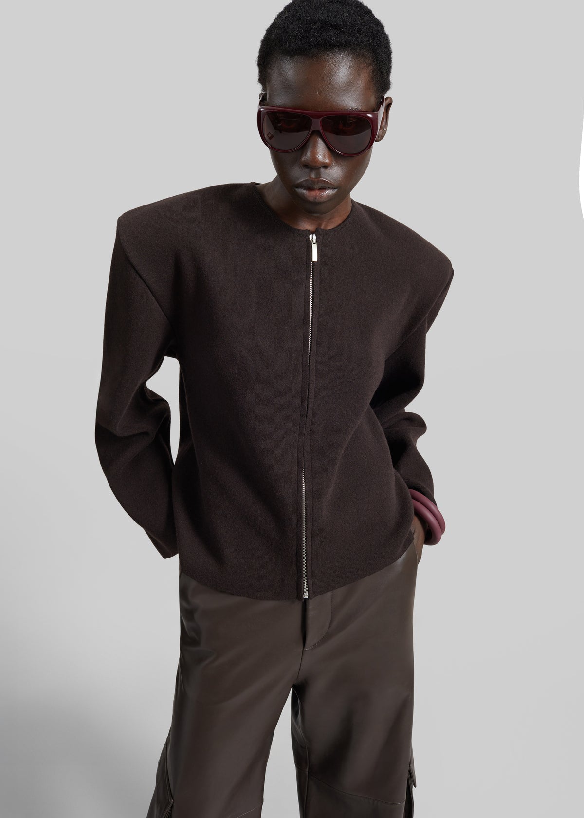 Mael Padded Cardigan - Brown