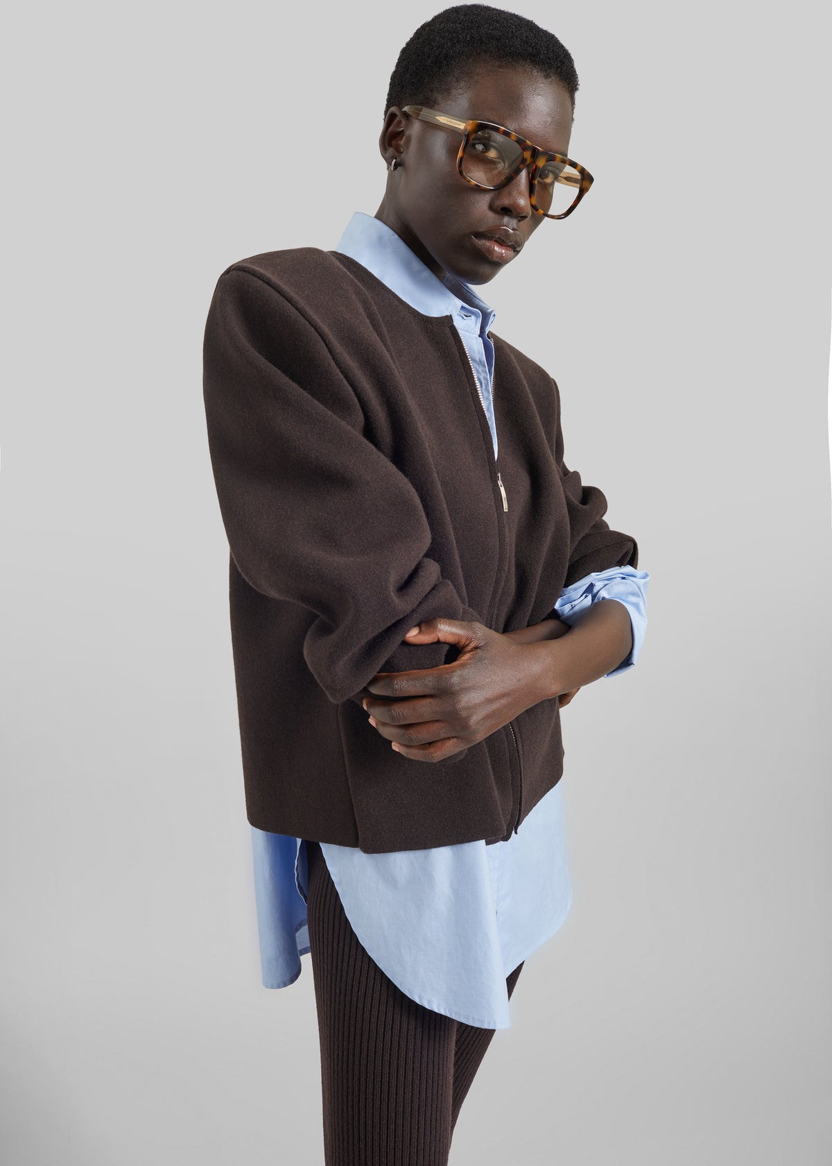 Mael Padded Cardigan - Brown