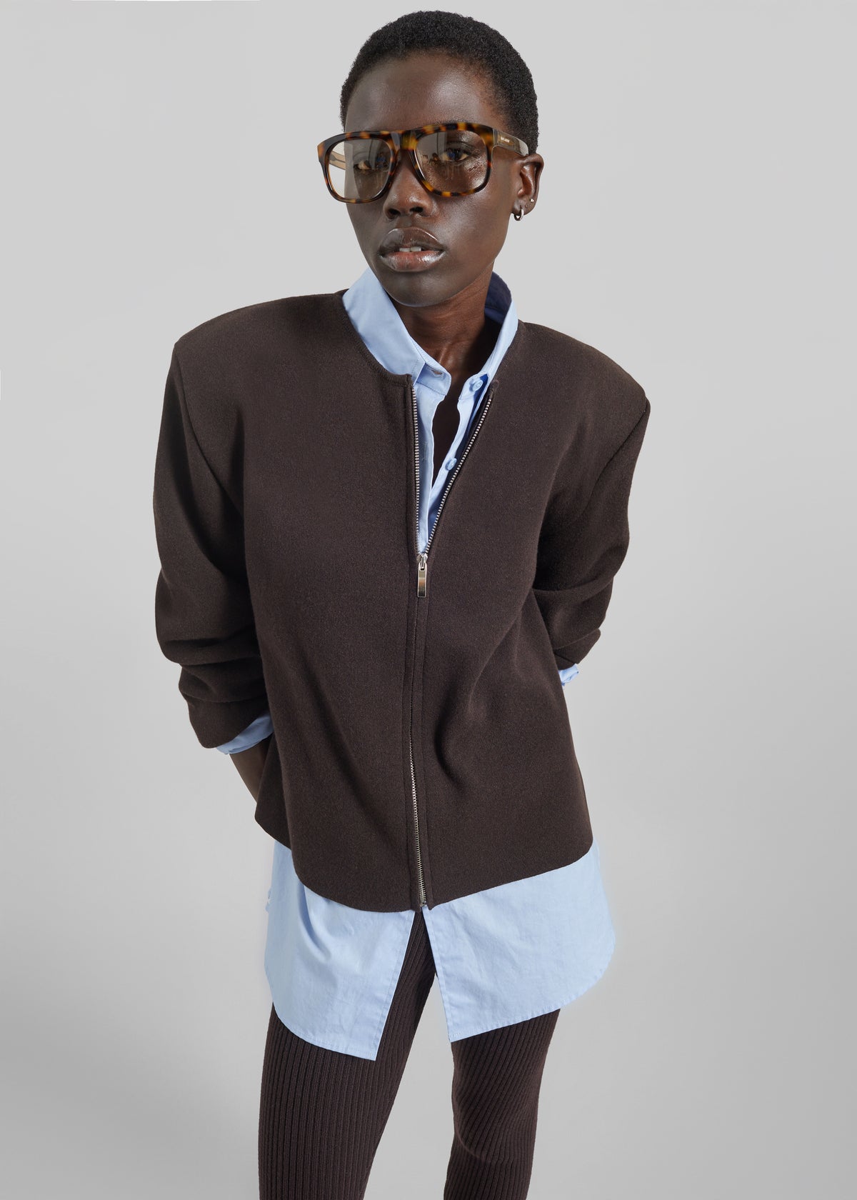 Mael Padded Cardigan - Brown