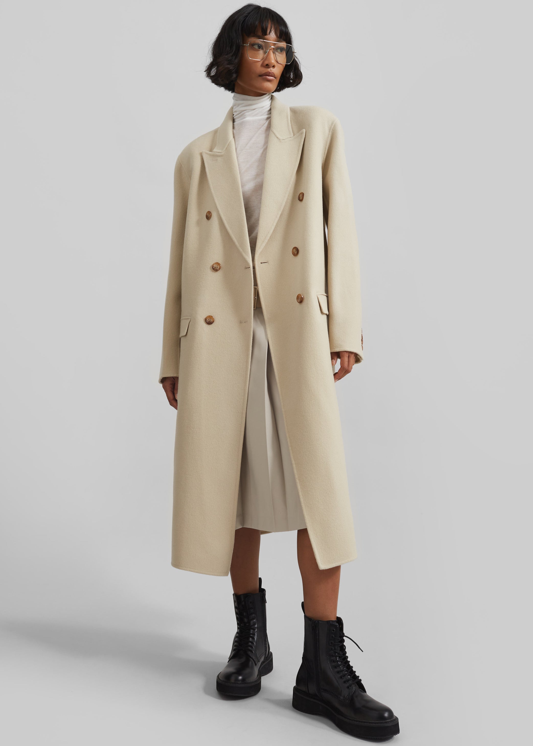 Shop the look image for Maese Wool Coat - Light Beige