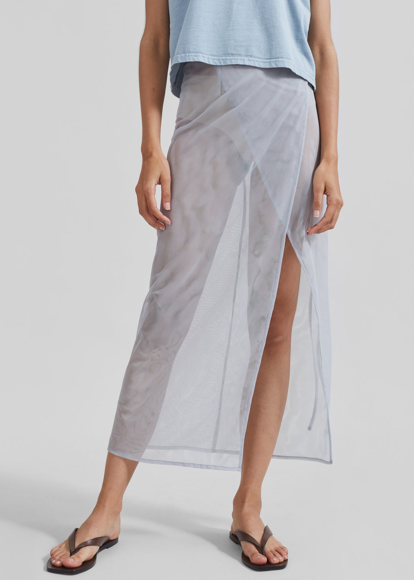 Magdalena Sheer Midi Skirt - Grey