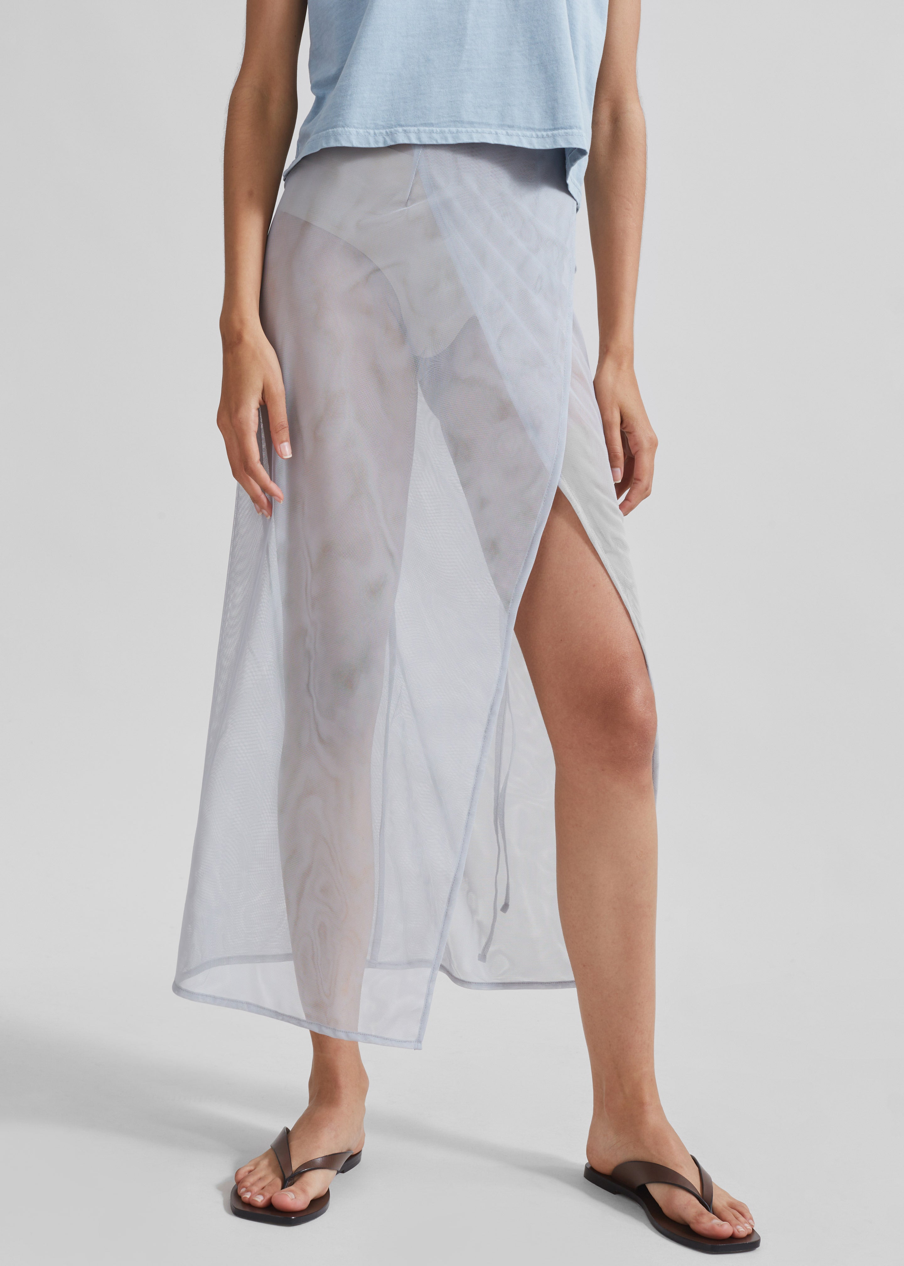 Magdalena Sheer Midi Skirt - Grey - 7