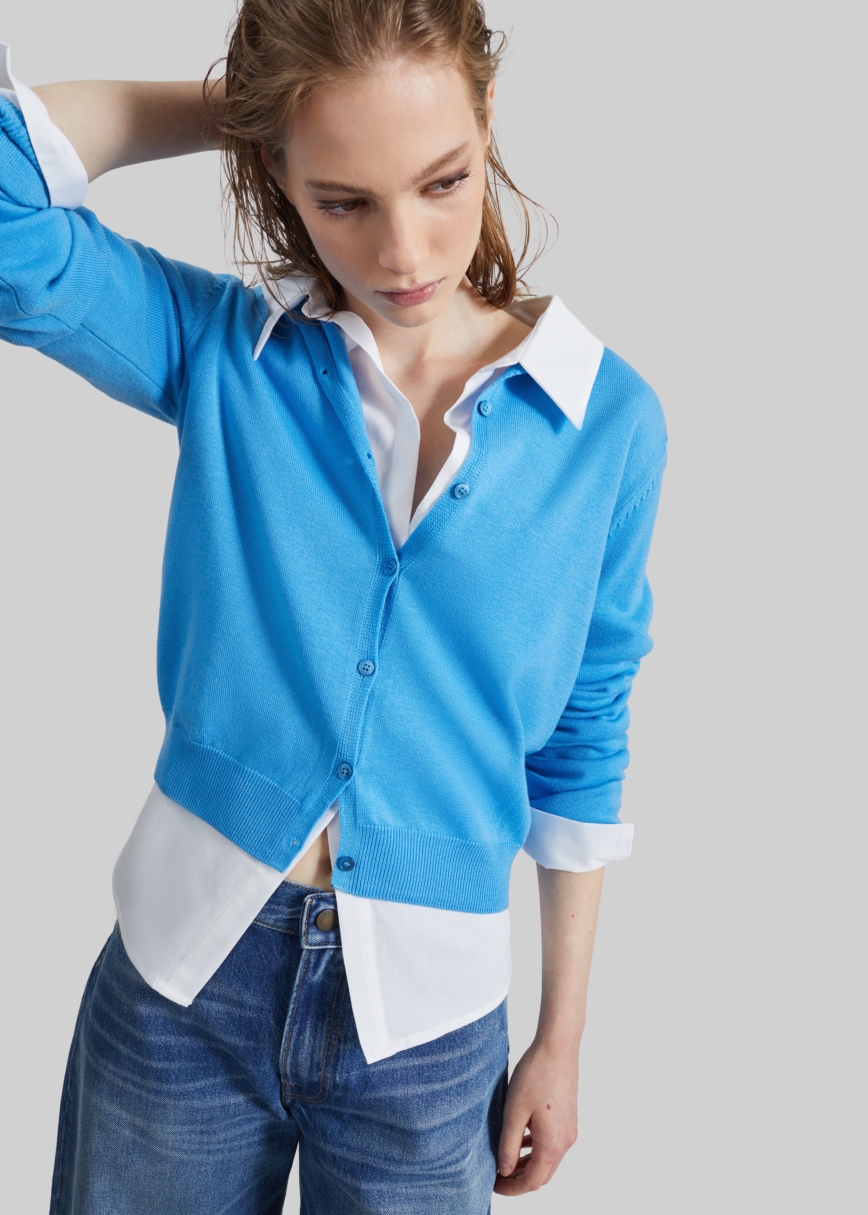 Mahim Superfine Wool Cardigan - Blue - 1