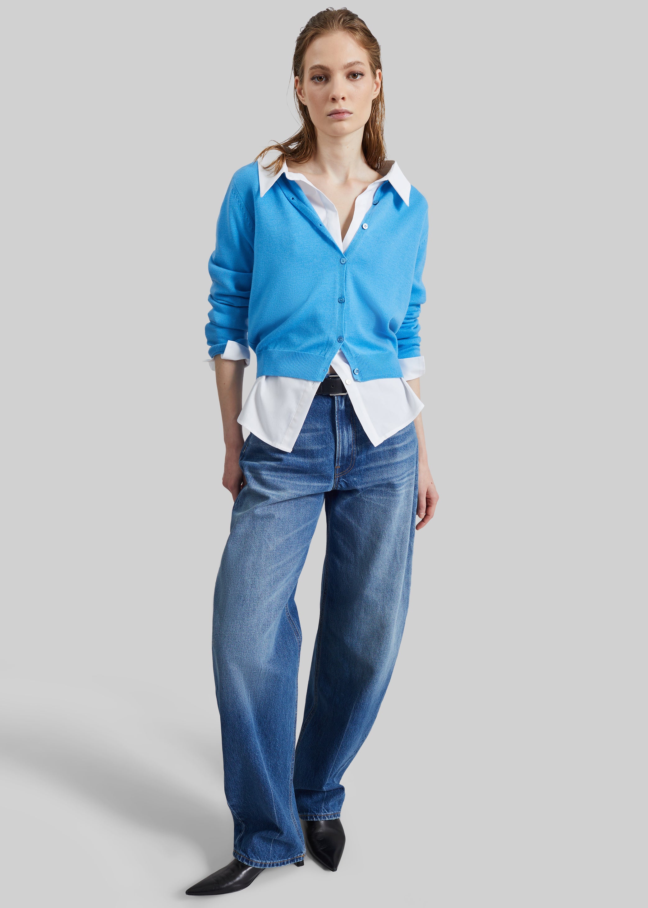 Shop the look image for Mahim Superfine Wool Cardigan - Blue