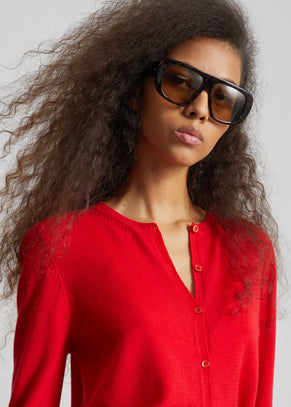 Mahim Superfine Wool Cardigan - Red