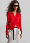 Mahim Superfine Wool Cardigan - Red