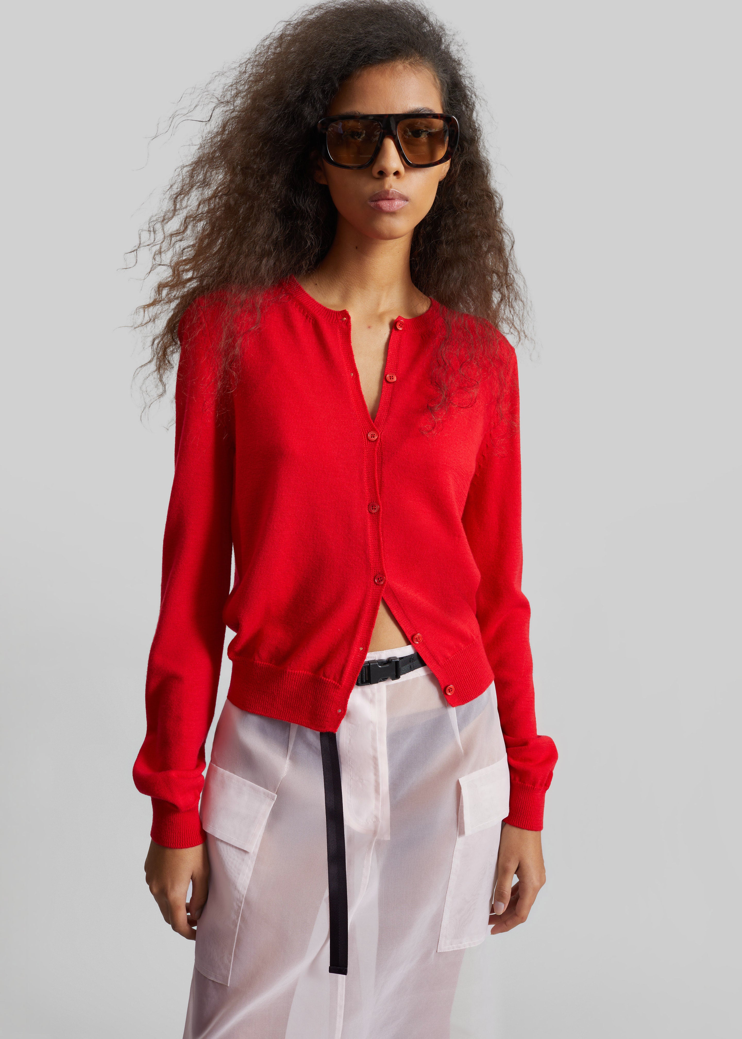 Mahim Superfine Wool Cardigan - Red – The Frankie Shop