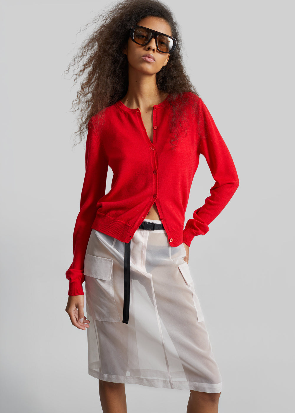 Mahim Superfine Wool Cardigan - Red